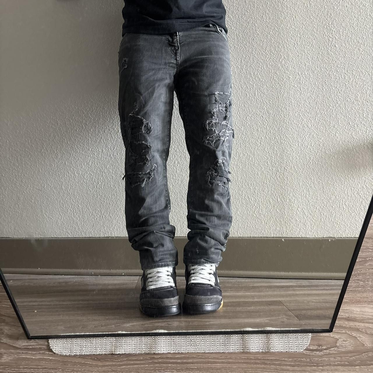 Vintage Crazy Vintage Y2K/2000s Grunge Distressed Black Skinny Denim Jeans! 30x31 Size US 30 / EU 46 - 1 Thumbnail