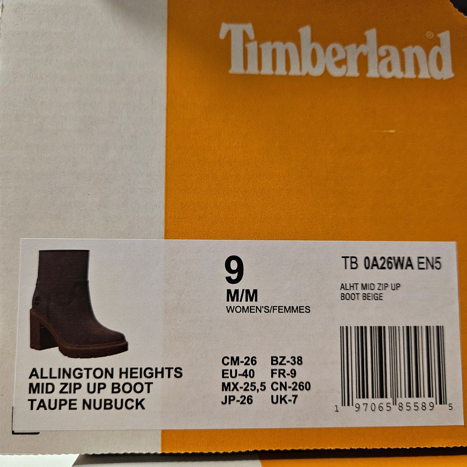 Timberland TIMBERLAND WOMEN'S 9 ALLINGTON HEIGHTS MID ZIP UP BOOT TAUPE Size US 9 / IT 39 - 8 Thumbnail