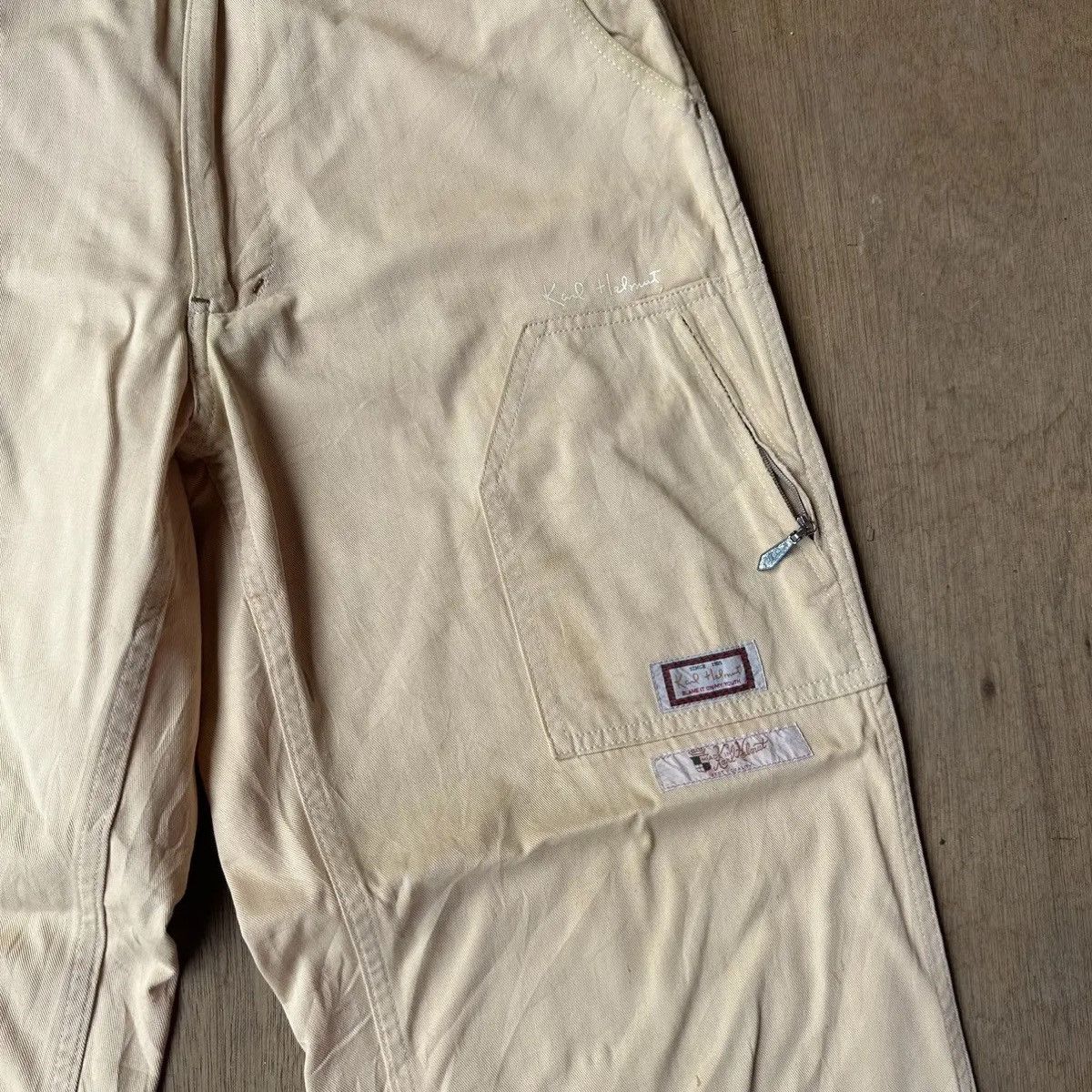 Karl Helmut W29 L31🔥VINTAGE KARL HELMUT PATCH WORKWEAR BAGGY MADE JAPAN Size US 29 - 4 Thumbnail