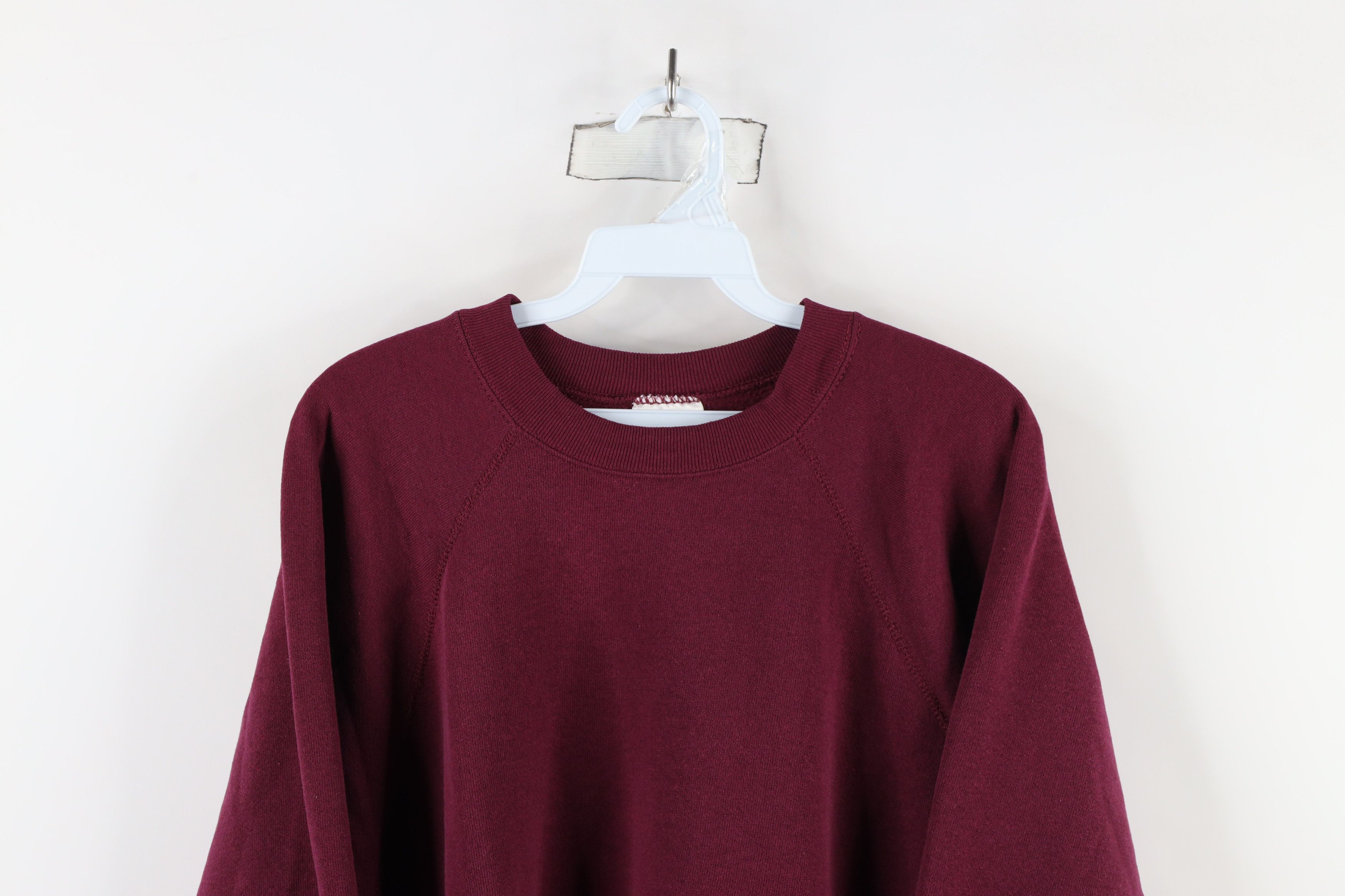 Vintage Vintage 90s Streetwear Blank Crewneck Sweatshirt Maroon USA Size XL / US 12-14 / IT 48-50 - 2 Thumbnail