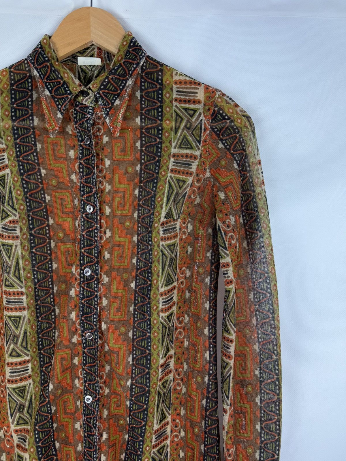 Celine Celine Vintage 70s Geometric Pattern L/S Button Up Shirt Size M / US 6-8 / IT 42-44 - 5 Thumbnail