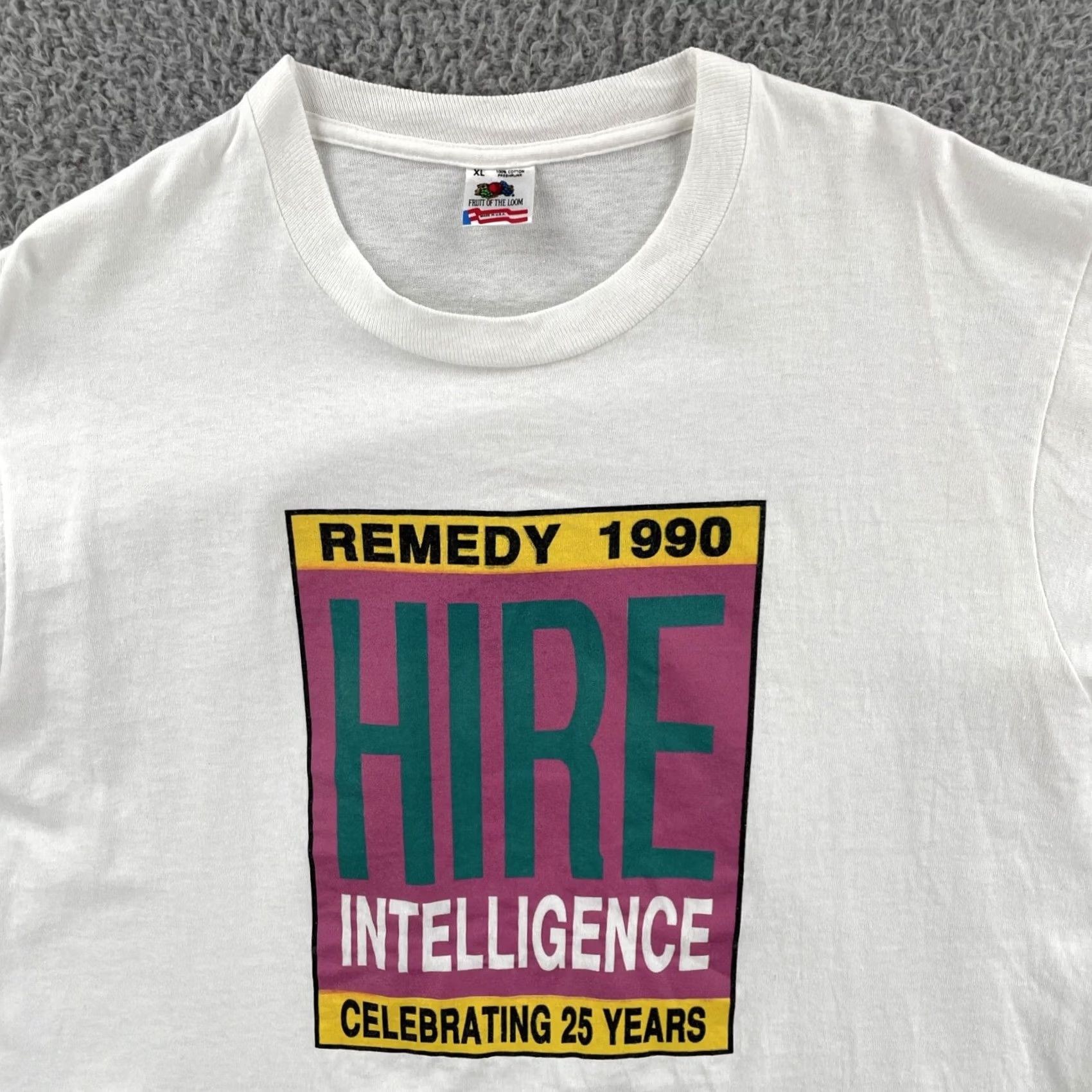 Fruit Of The Loom VINTAGE Fruit of the Loom XL Single Stitch Shirt Men White Crew Neck Short Sleeve USA 1990 Knit Comfort Easy Care Size US XL / EU 56 / 4 - 5 Thumbnail