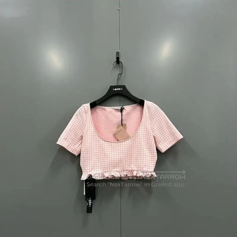 Miu Miu Miu Miu Pink Cropped Short Sleeve T-Shirt . Size XXS / US 00 / IT 34 - 1 Thumbnail