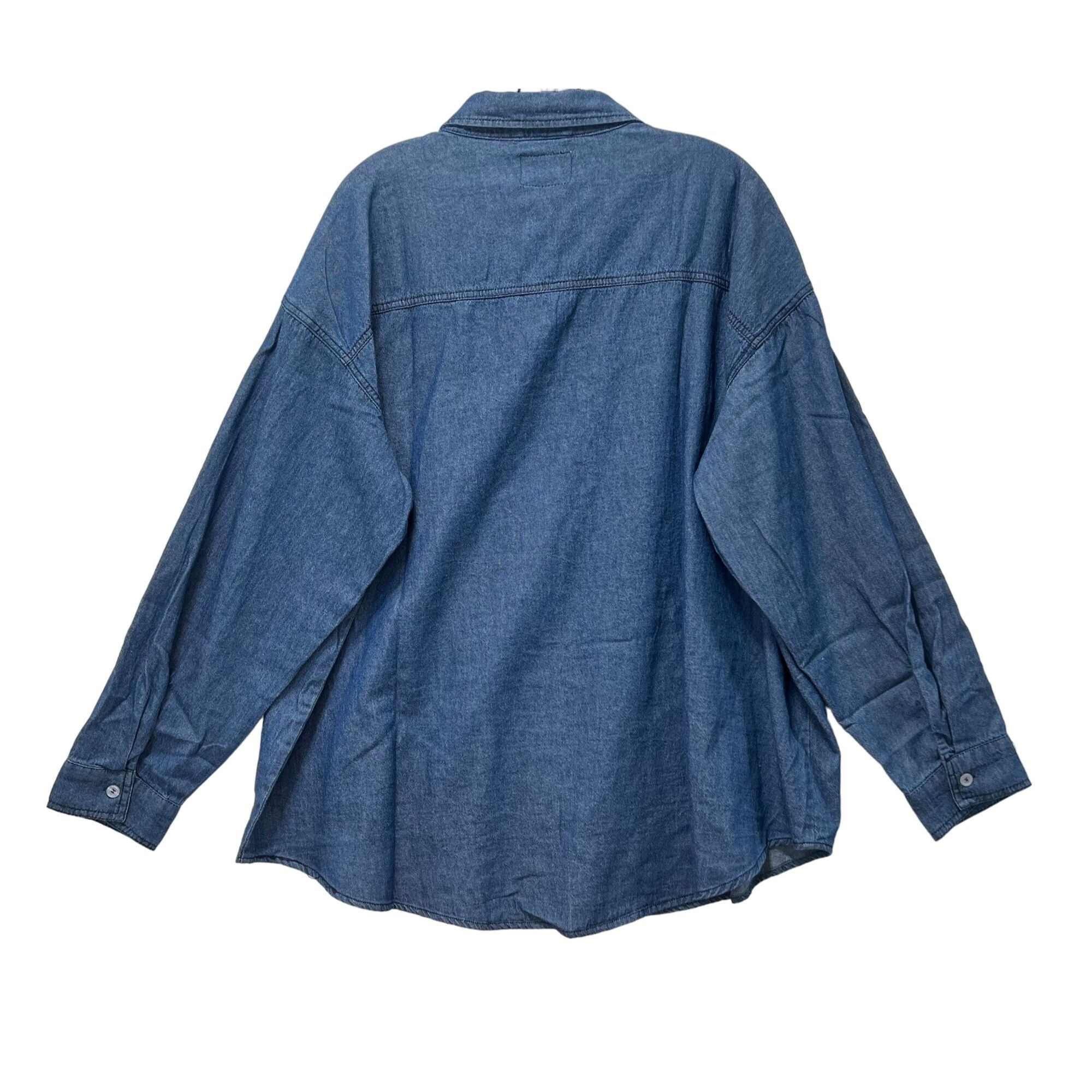 rue21 Rue 21 - Women's Chambray Long Sleeve Button Down Shirt With Size XXL / US 16-18 / IT 52-54 - 2 Thumbnail