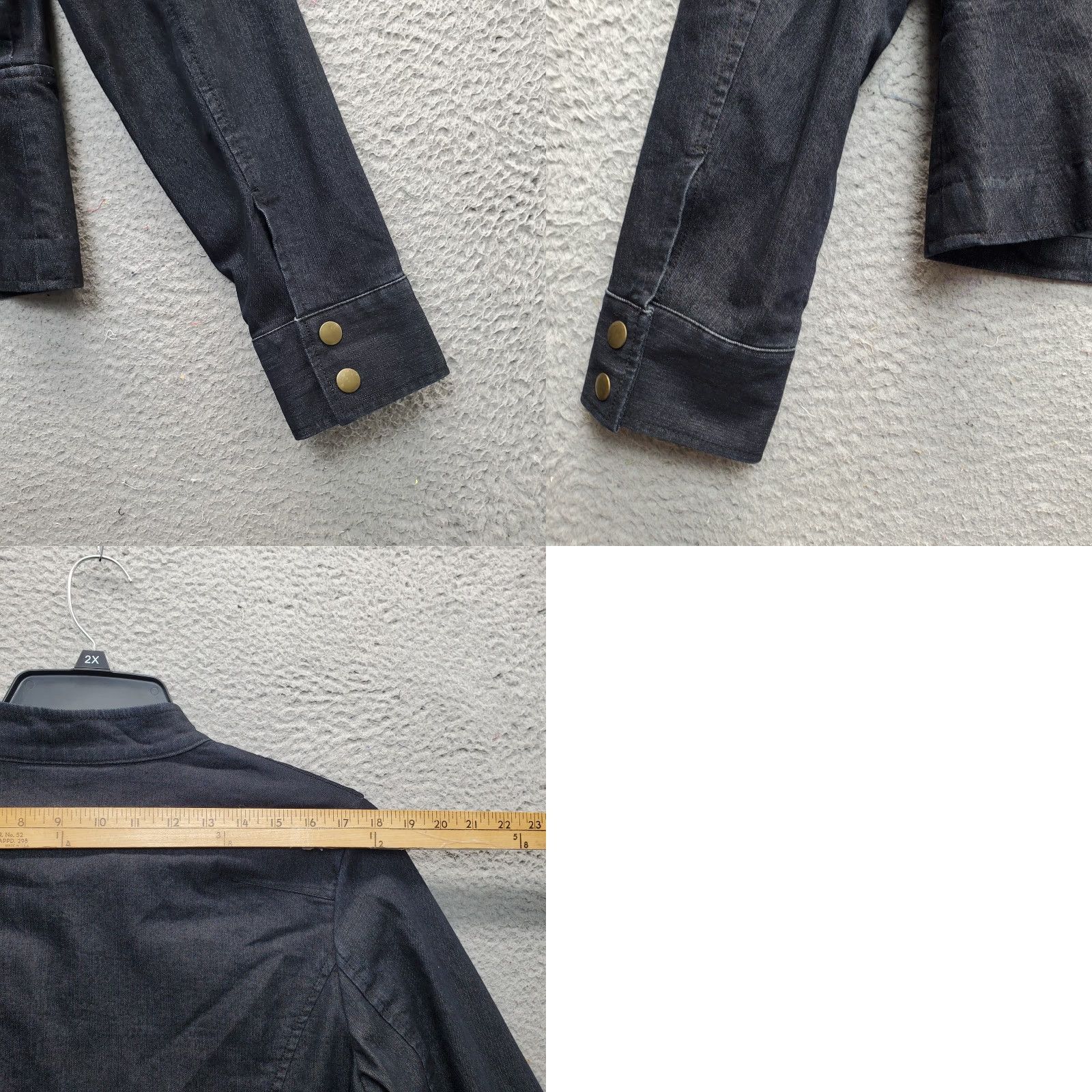 Denime Apostrophe Paris Denim Jacket Women’s 14 Black Cotton Stretch Pocket Zipper EUC Jacket Size XL / US 12-14 / IT 48-50 - 8 Thumbnail
