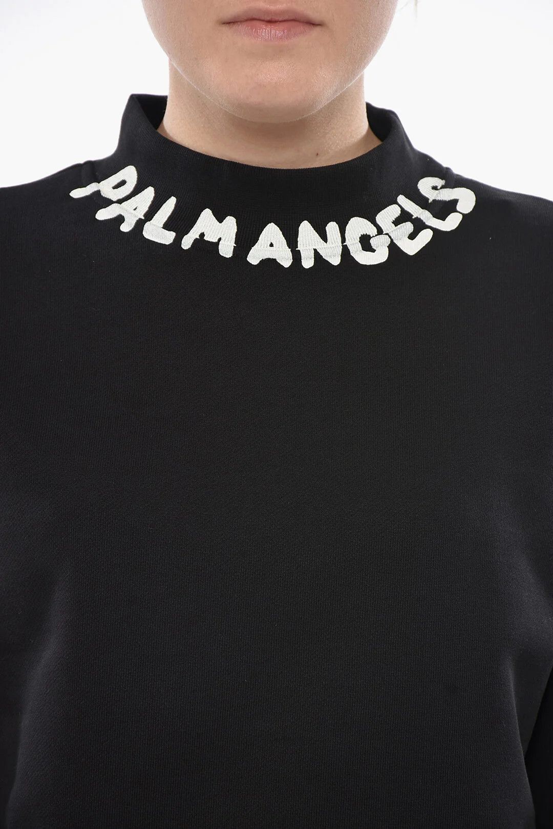 Palm Angels og1mm0326 Cropped-Fit Crewneck Sweatshirt in Black Size S / US 4 / IT 40 - 1 Thumbnail