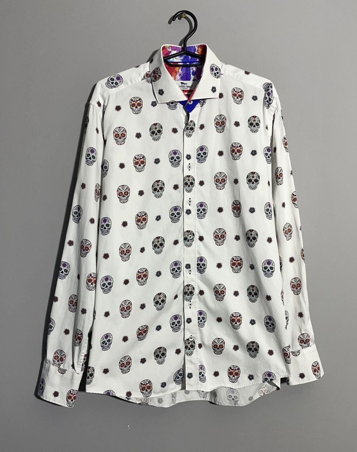 Claudio Luigli Men’s Skull Pattern Shirt size M