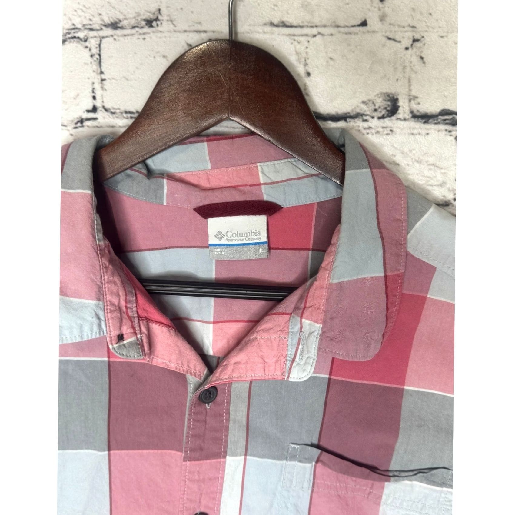Vintage Columbia Shirt Men's Size L Short Sleeve Plaid Button Up Casual Lightweight Pink Size US L / EU 52-54 / 3 - 3 Thumbnail