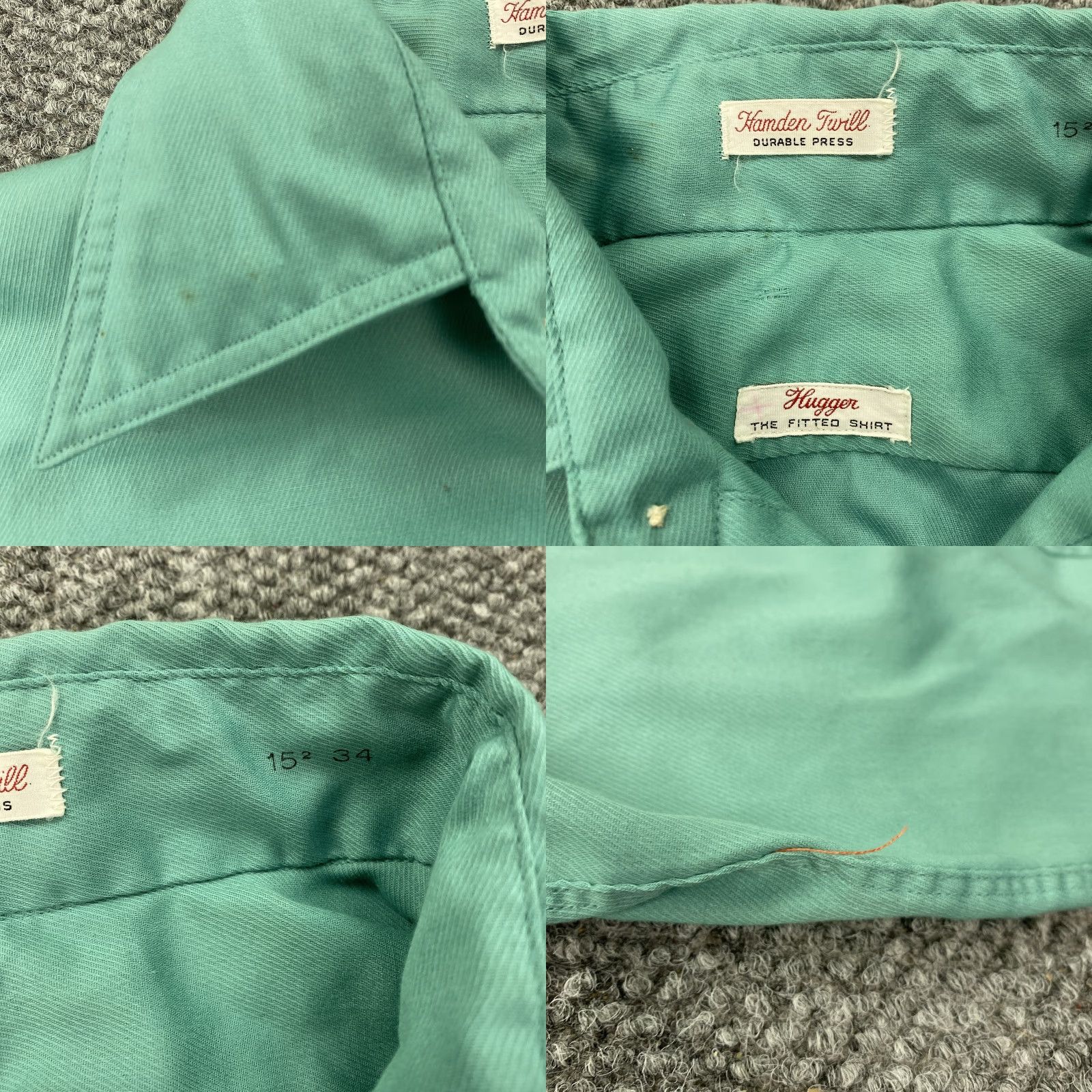 Gant VINTAGE Gant Hugger Shirt Mens 15.5 34 Green Twill Button-Up Workwear 70s USA Slim 70s Mens Size US M / EU 48-50 / 2 - 8 Thumbnail