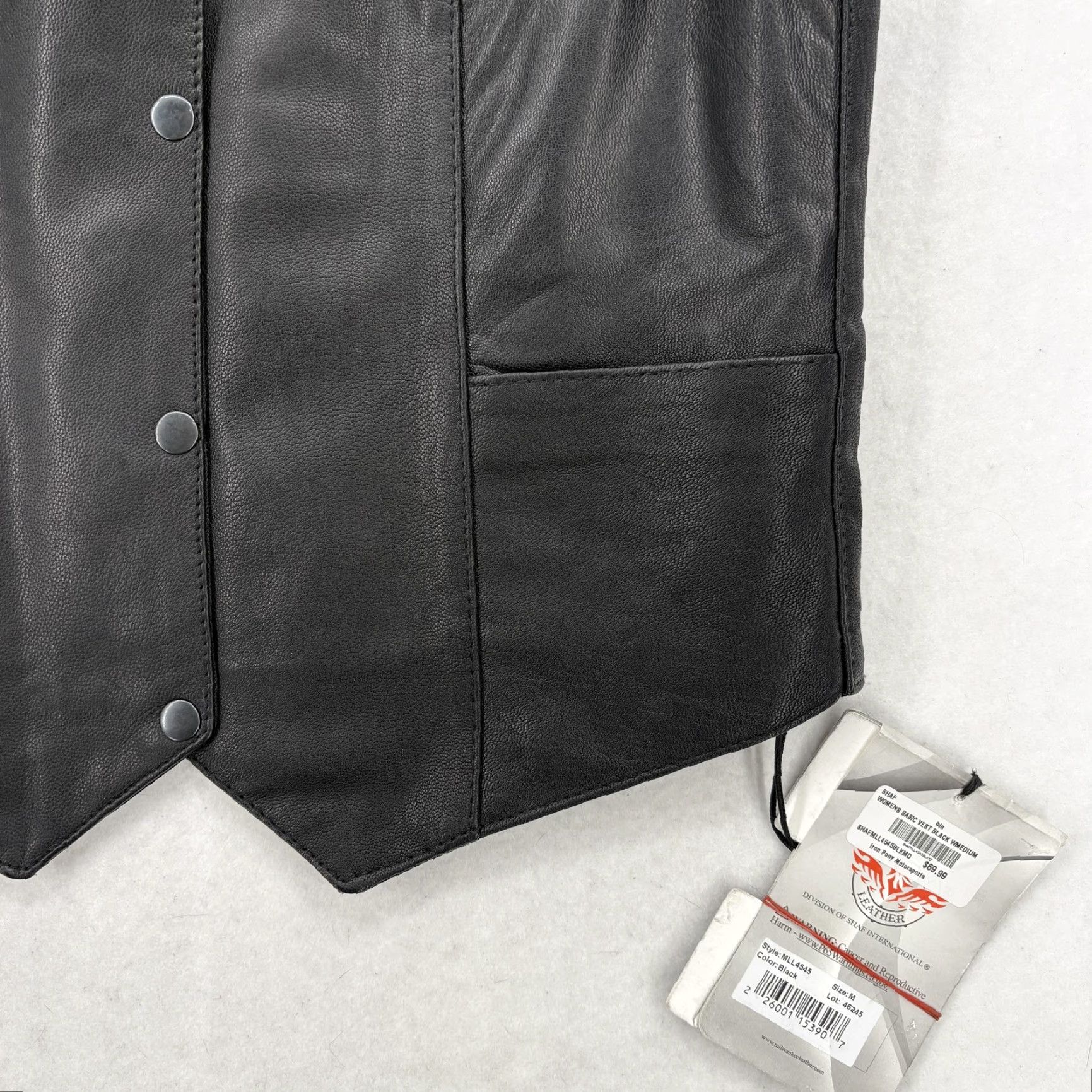 Vintage Milwaukee Leather Vest Womens Medium Black Collarless Biker NWT Size M / US 6-8 / IT 42-44 - 3 Thumbnail