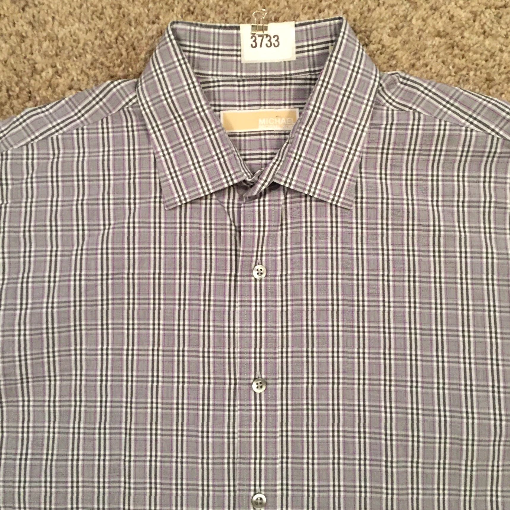 Michael Kors Michael Kors Button-Up Shirt Mens 16.5 Gray Pink Plaid Long Sleeve Shirt Button-Front Mens Col Size US XL / EU 56 / 4 - 3 Thumbnail