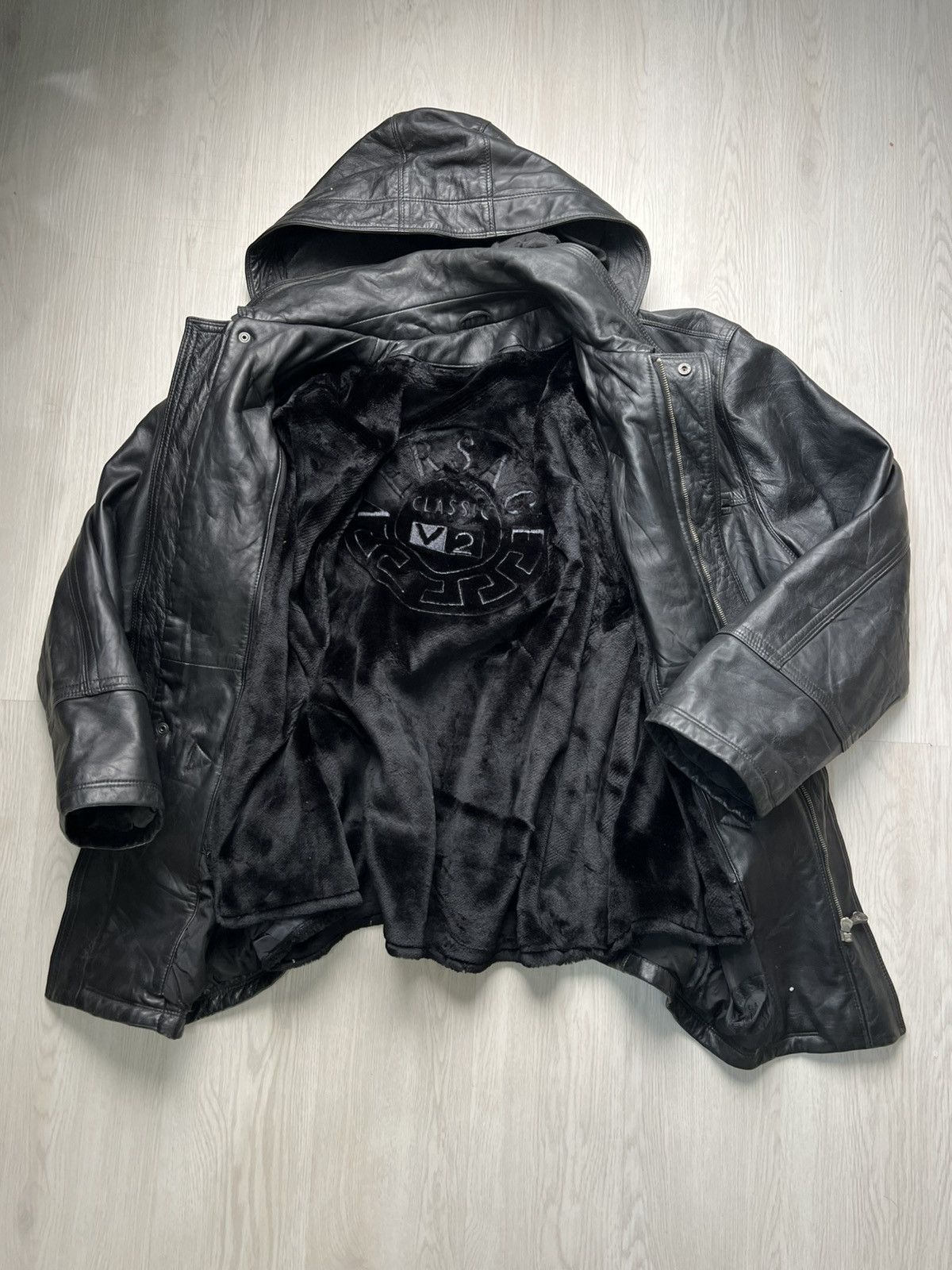 Versace Vintage Versace Detachable Hood and Vest Leather Coat Jacket Size US XXL / EU 58 / 5 - 3 Thumbnail