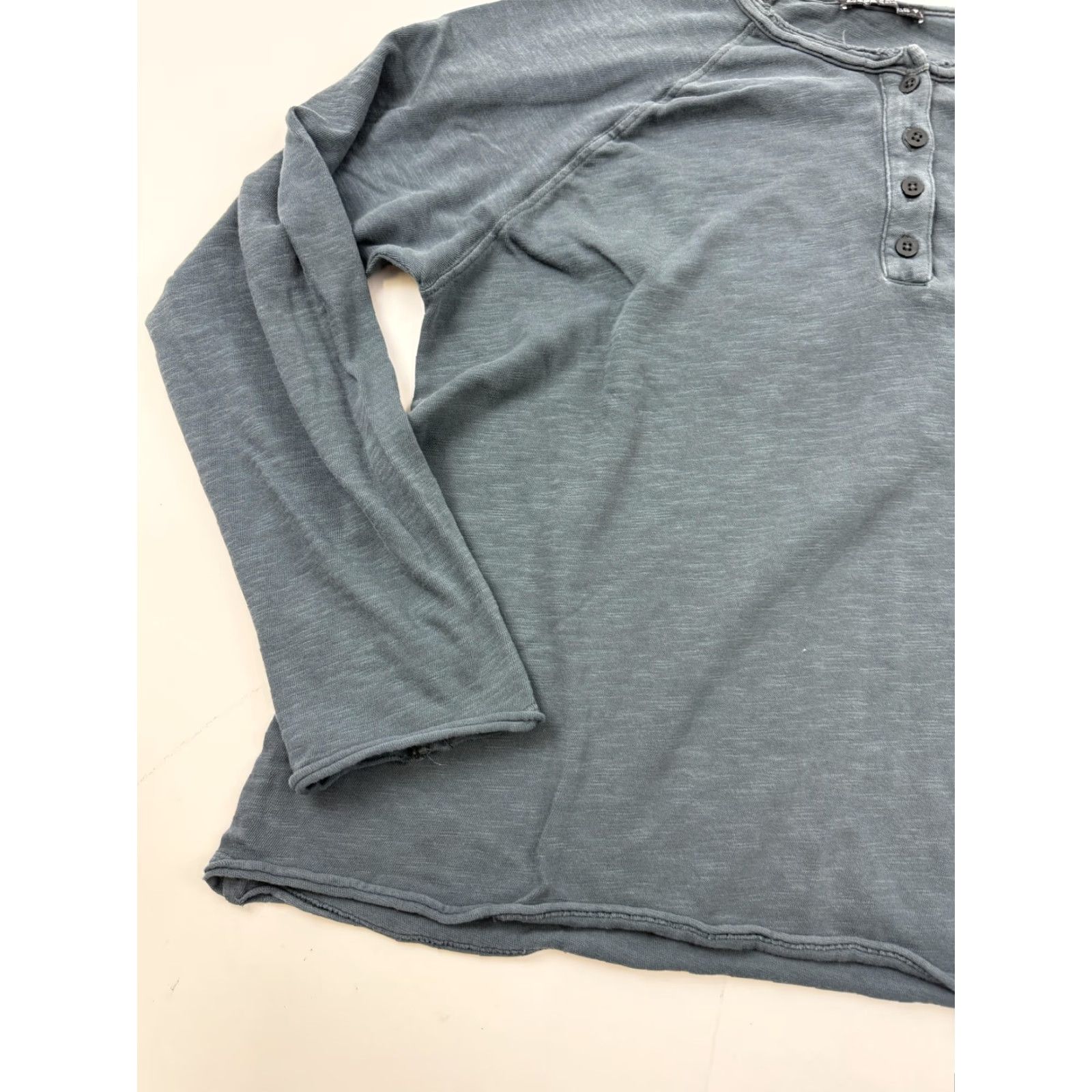 Zara VINTAGE Zara Shirt Womens Medium Grey Long Sleeve Henley Slub Knit Tee Casual Top Size M / US 6-8 / IT 42-44 - 3 Thumbnail