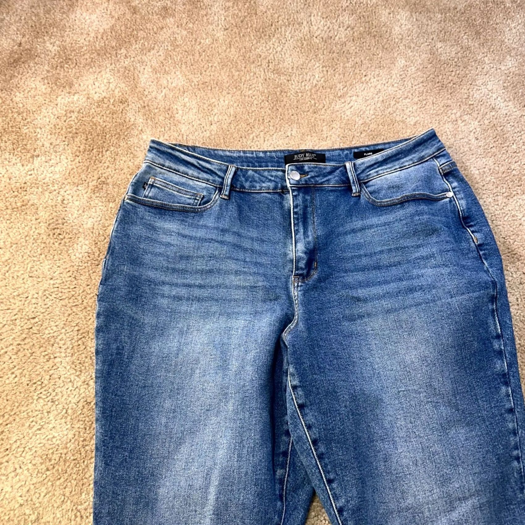 Vintage Judy Blue Jeans Women's 18w Blue Stretch High Rise Denim Flare Size 40" / US 18 - 4 Thumbnail