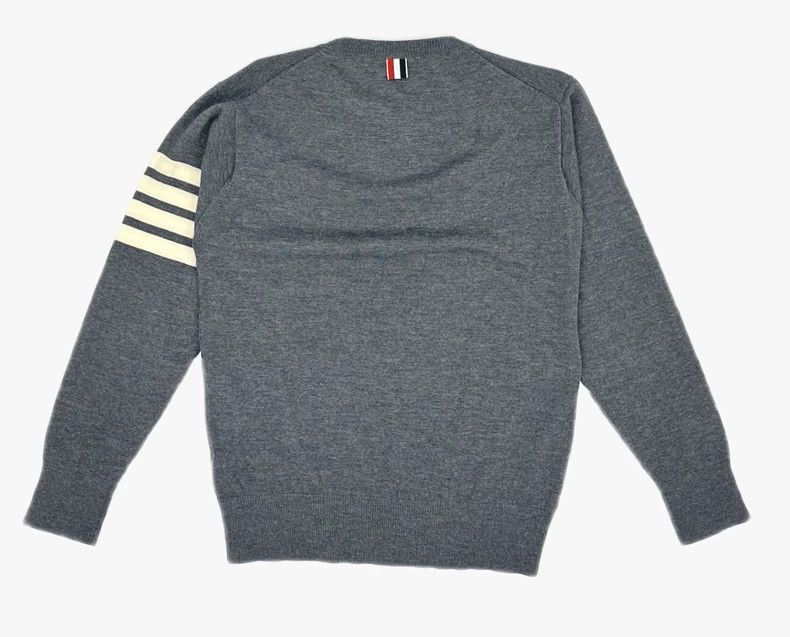 Thom Browne Thom Browne Medium gray striped round-neck long-sleeved swe Size US M / EU 48-50 / 2 - 3 Thumbnail