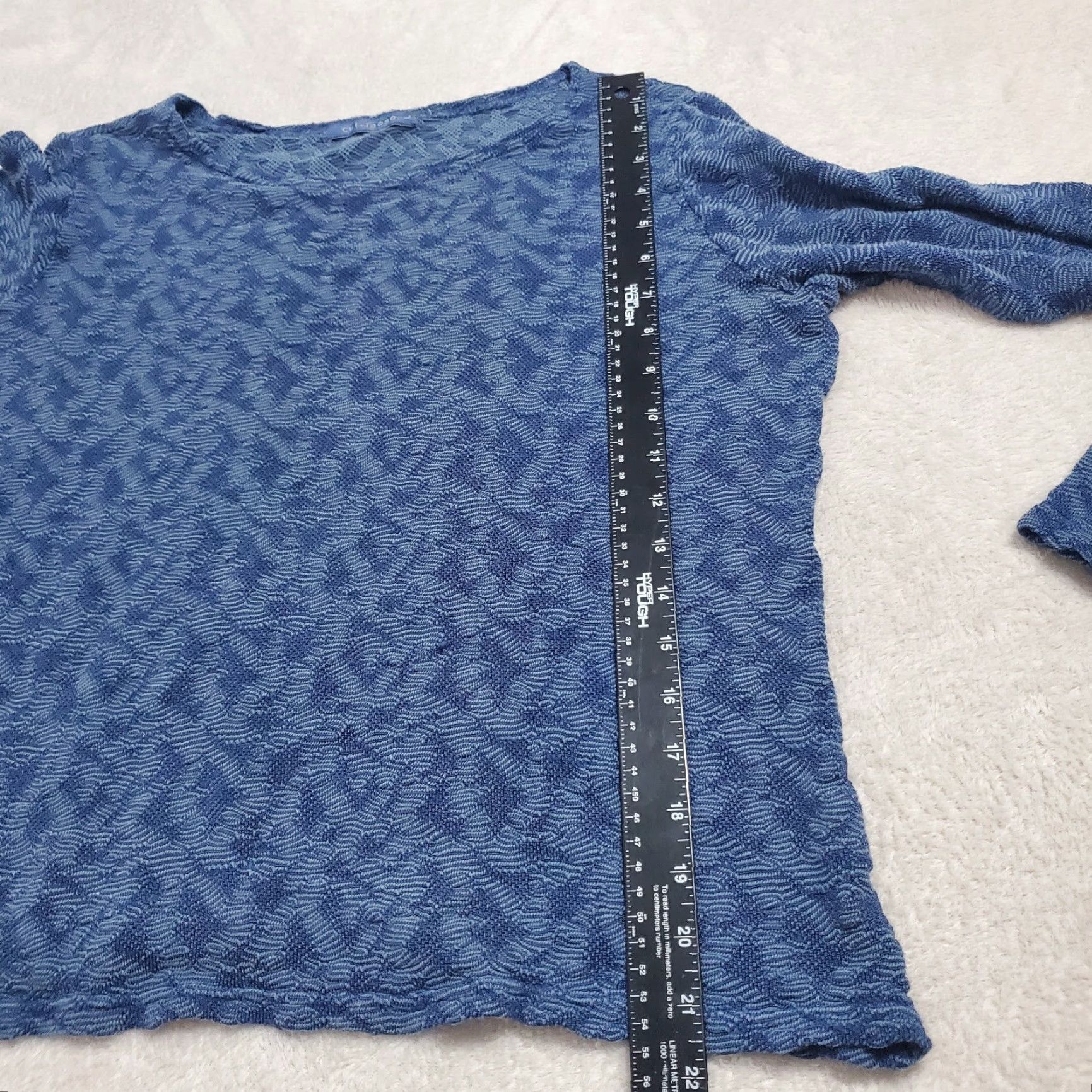 Vintage Cut Loose Top Women L Blue Print Rayon Blend Boat Neck Long Sleeve Relaxed Shirt Blouse Casual Womens Size L / US 10 / IT 46 - 7 Thumbnail