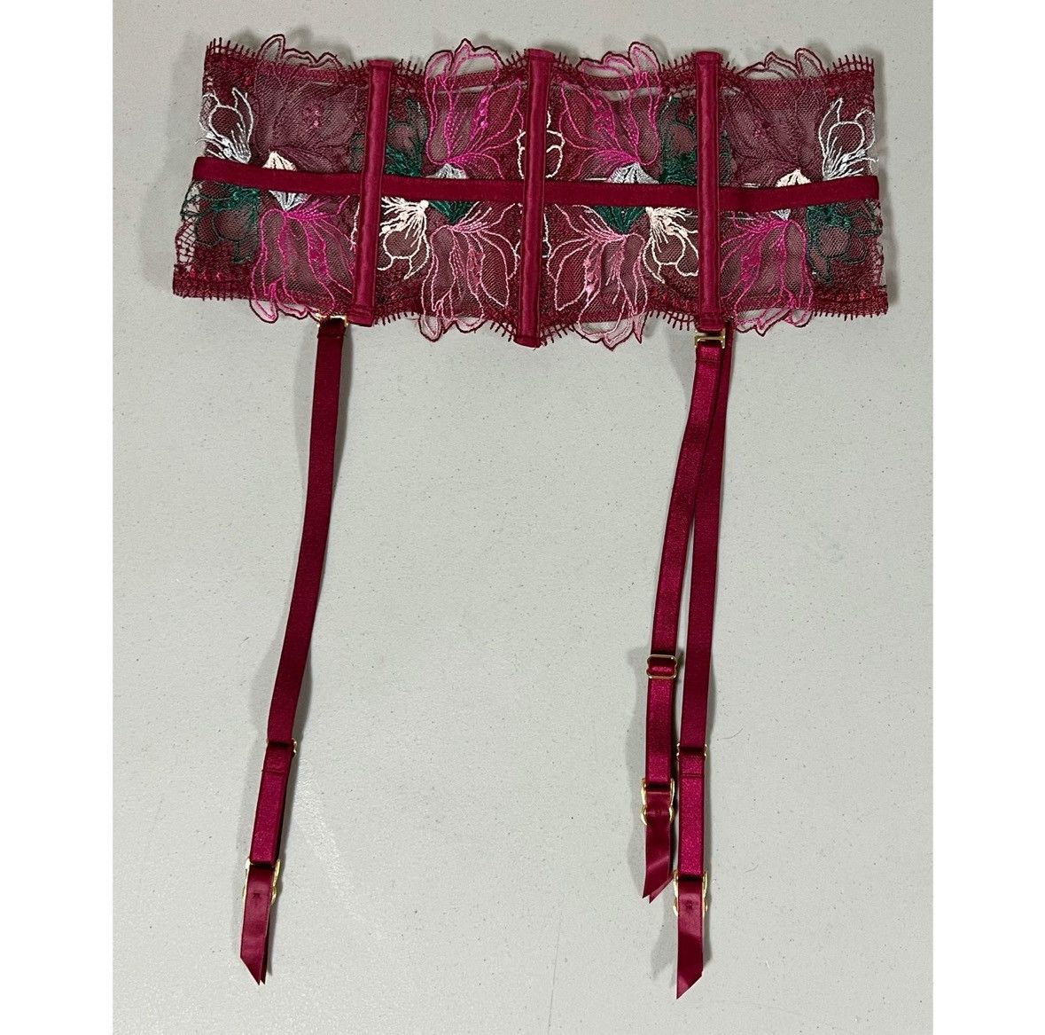 Victoria's Secret ‘Very Sexy’ Maroon Floral Garter Belt Lingerie Size XS/S 🌺✨ Size ONE SIZE - 2 Thumbnail