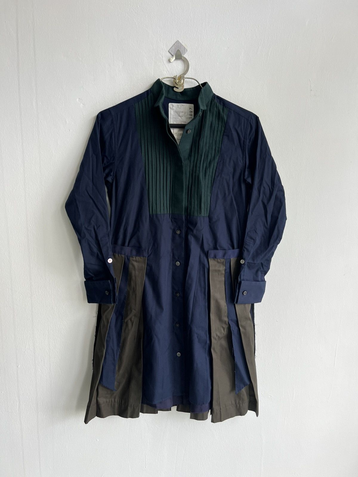 Sacai PROTOTYPE FW21 Sacai Pleated Docking Bib Hybrid Overshirt Size US M / EU 48-50 / 2 - 3 Thumbnail