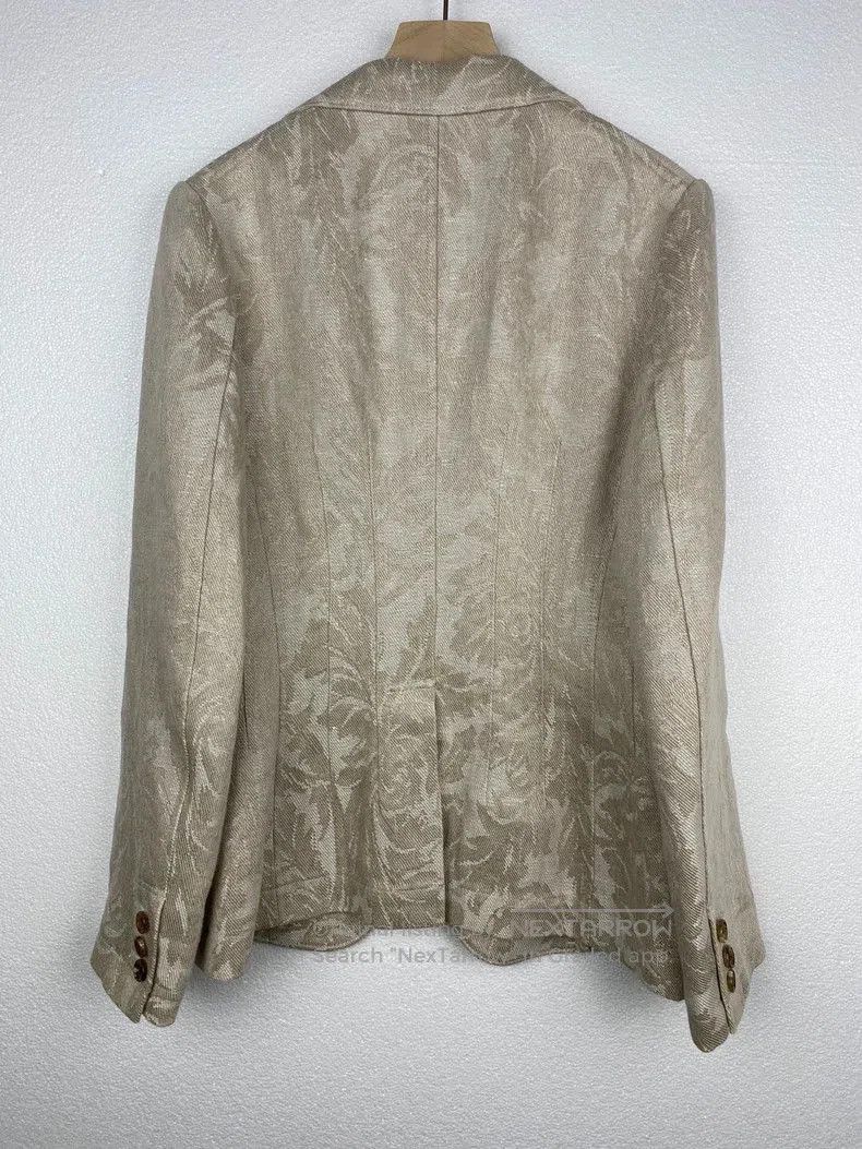 Junya Watanabe Junya Watanabe Cream Jacquard Linen Blazer. Size US XS / EU 42 / 0 - 2 Thumbnail
