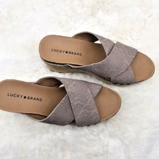 Lucky Brand VINTAGE Lucky Brand Women's Sandal Wedge Flat 7.5 Medium Gray Casual Shoes Size US 7.5 / IT 37.5 - 2 Thumbnail