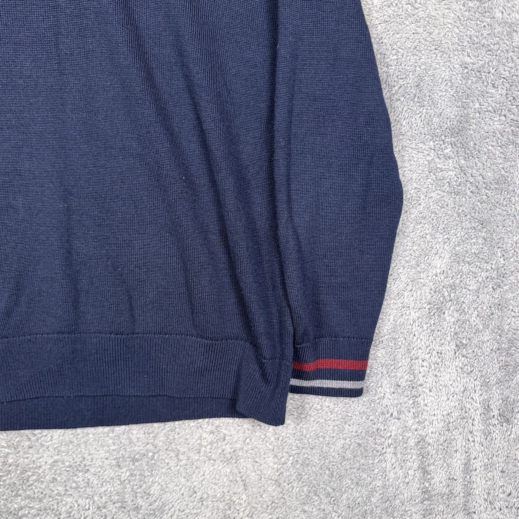Brooks Brothers Brooks Brothers Sweater Mens L Netjets Merino Wool Pullover V Neck Stripe Knit Pullover Wool/Breathable Regular Size L Blue Size US L / EU 52-54 / 3 - 4 Thumbnail