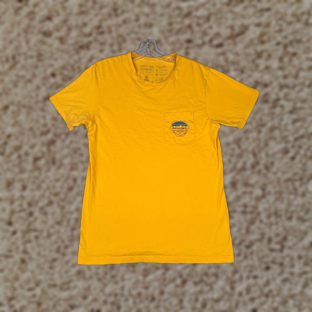 Patagonia Patagonia Shirt Men Small Yellow Short Sleeve Crew Neck Cotton Pocket Slim Fit Size US S / EU 44-46 / 1 - 1 Thumbnail