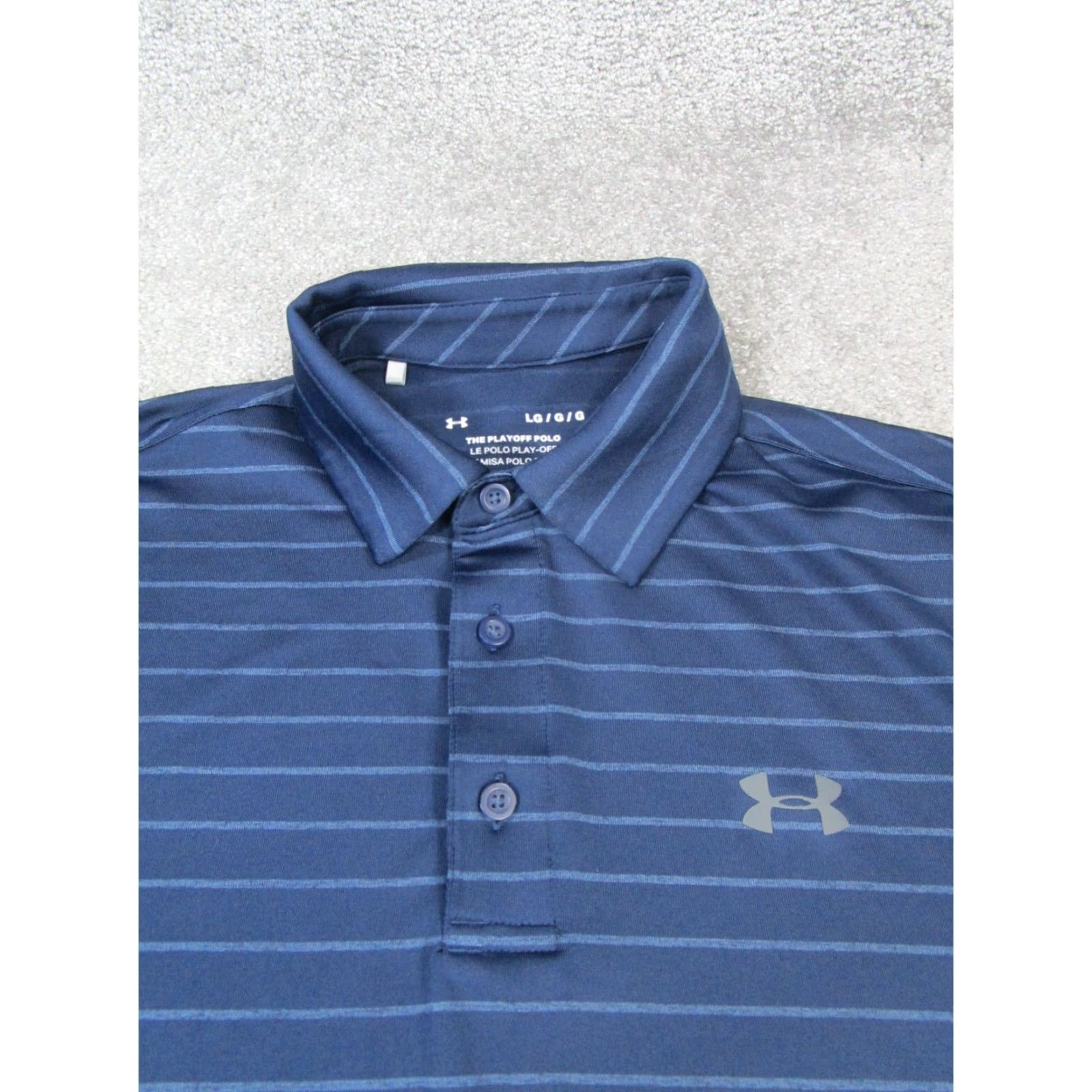 Under Armour Under Armour Polo Shirt Mens L Blue HeatGear Golf Striped Short Sleeve Collared polo Mens Size US L / EU 52-54 / 3 - 2 Thumbnail