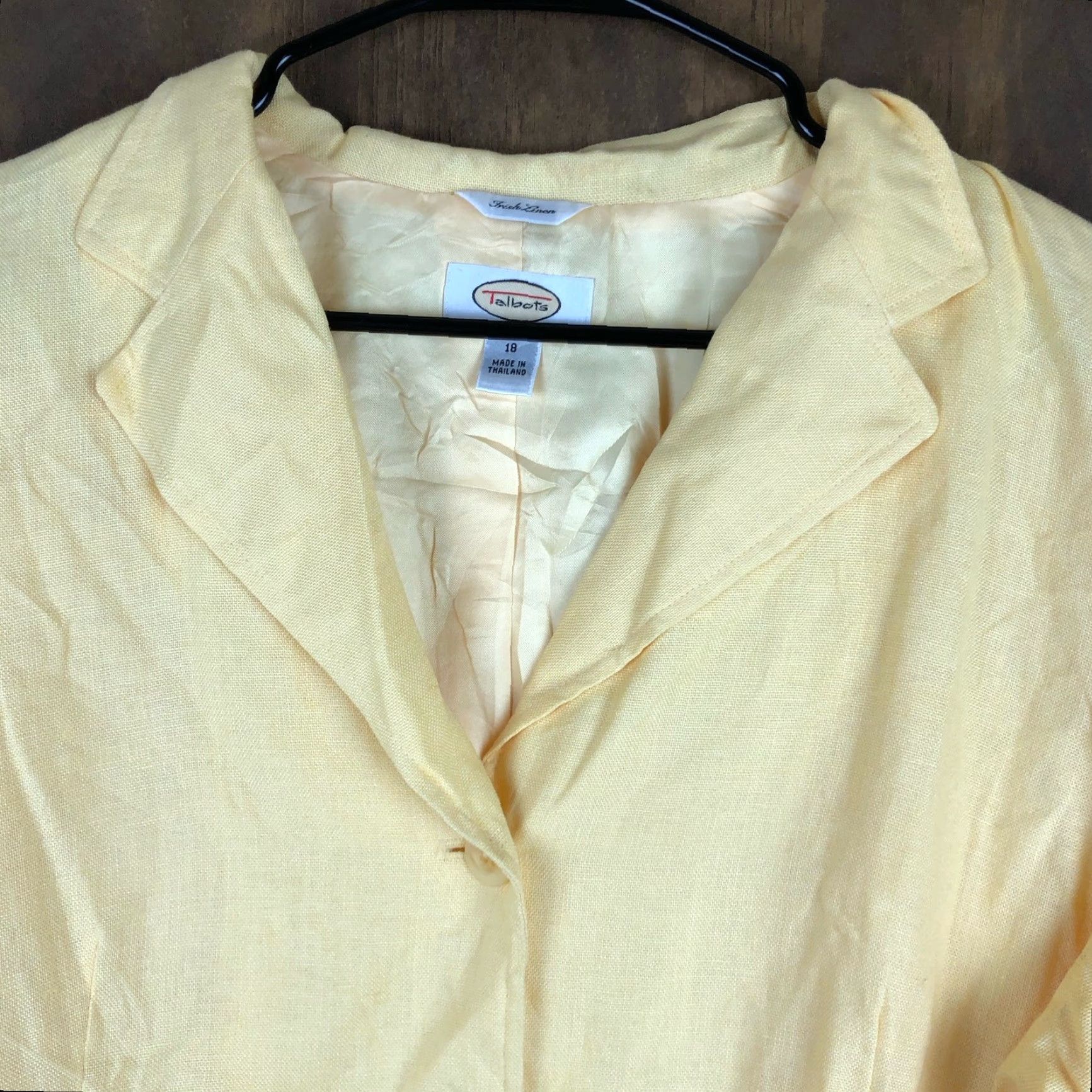 Talbots VINTAGE Talbots Womens Blazer Shirt Jacket Yellow Linen 18 Size XXL / US 16-18 / IT 52-54 - 2 Thumbnail