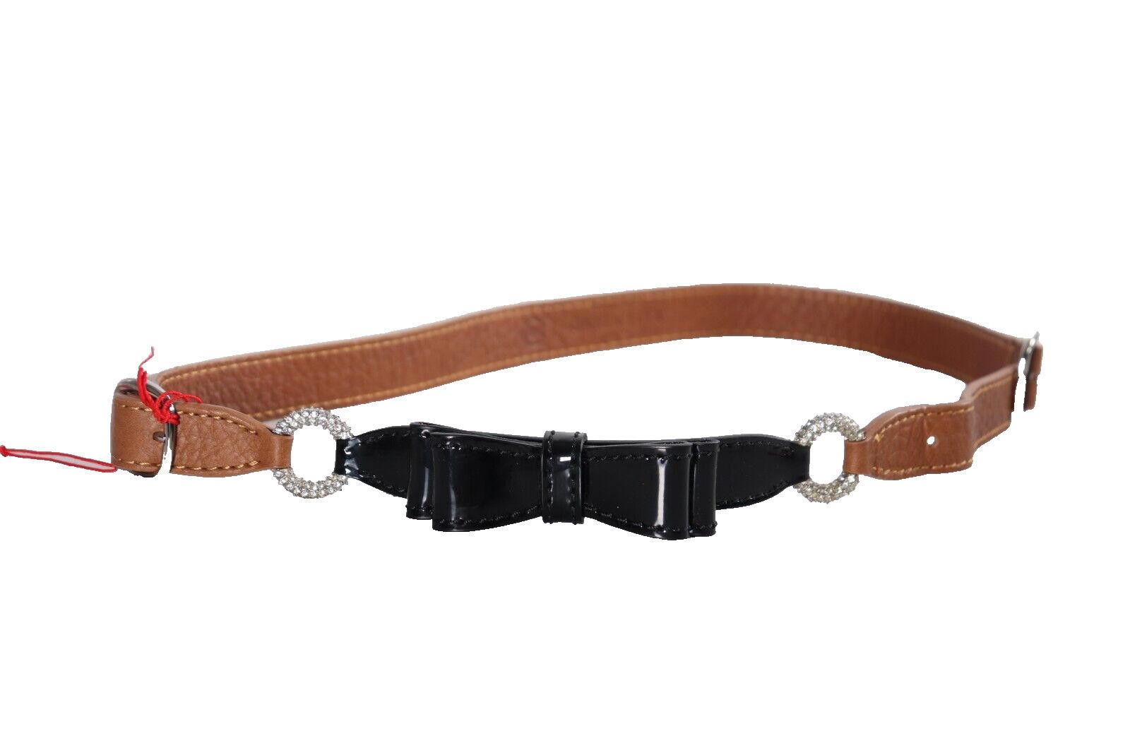Valentino Valentino Size 32" Brown Black Belt Patent Bow Leather NWT Size ONE SIZE - 1 Thumbnail