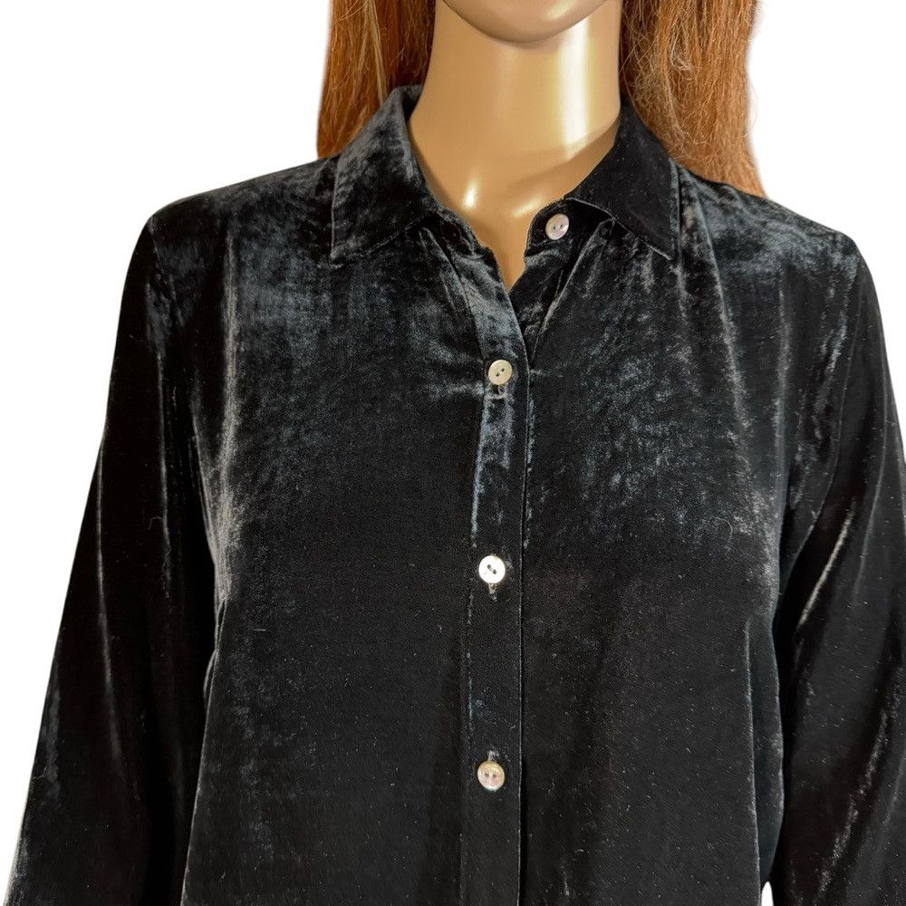 J. Jill NWT New $189 J. Jill Velvet Silk Blend Black Blouse Size XS Size XS / US 0-2 / IT 36-38 - 3 Thumbnail