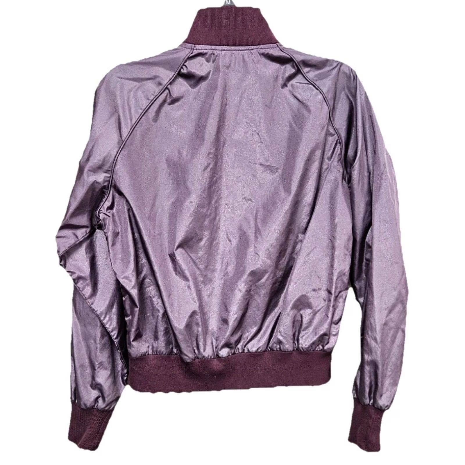 Etro VINTAGE Emrik Nylon Bomber Jacket Iridescent Purple Womens S Cropped Satin Retro 80s Mens Womens Girls Boys Size S / US 4 / IT 40 - 4 Thumbnail