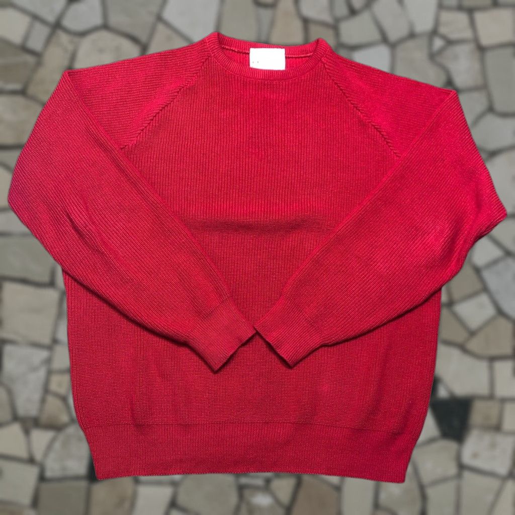 Vintage VINTAGE Lord Jeff Sweater Mens XL Red Cotton Knit Crew Neck Pullover Cable-Knit Classic USA 80s 90s Preppy Retro Dressy Casual Workwear Men Size US XL / EU 56 / 4 - 1 Thumbnail