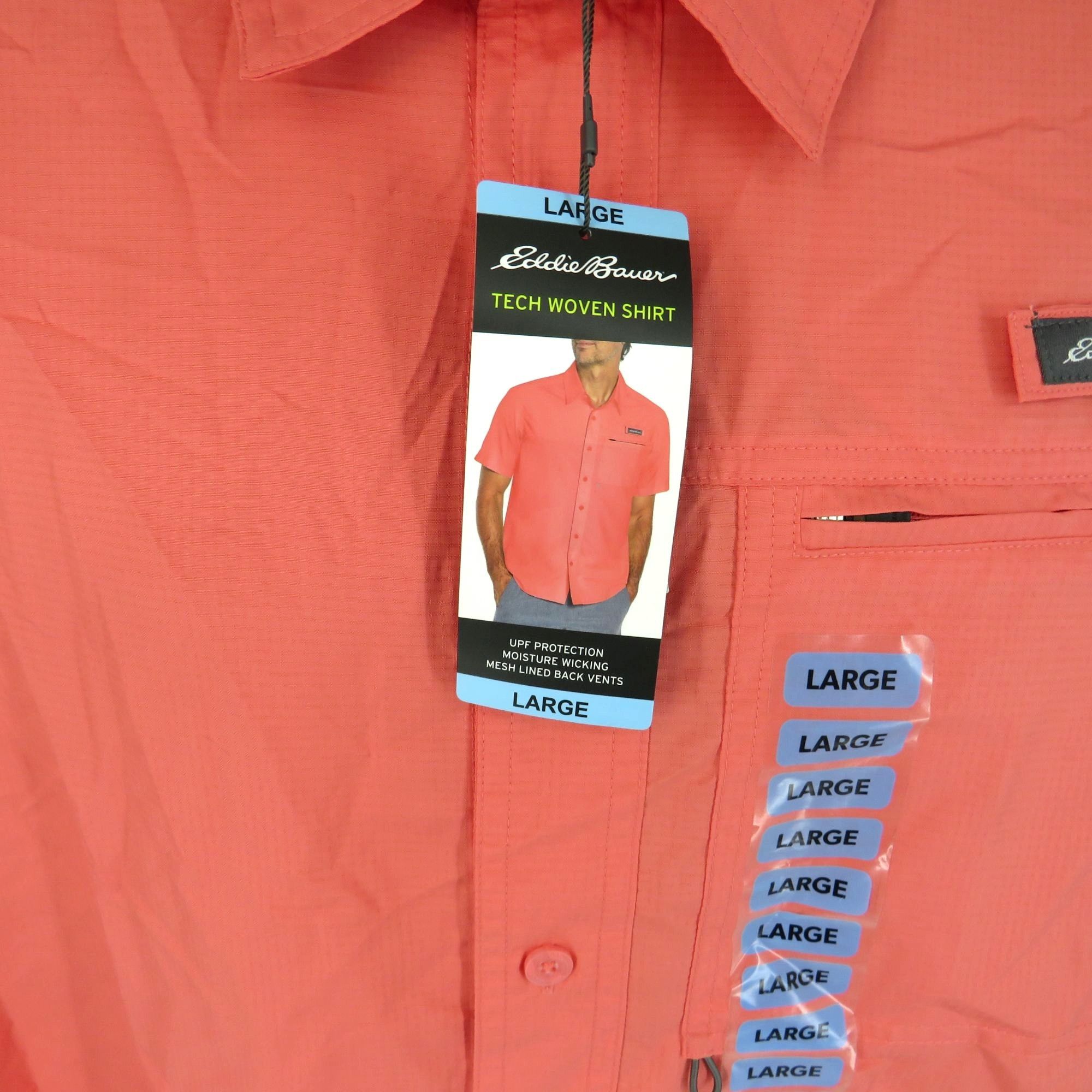 Eddie Bauer Eddie Bauer Mens Tech Woven Short Sleeve Shirt Large Tea Ros Size US L / EU 52-54 / 3 - 3 Thumbnail
