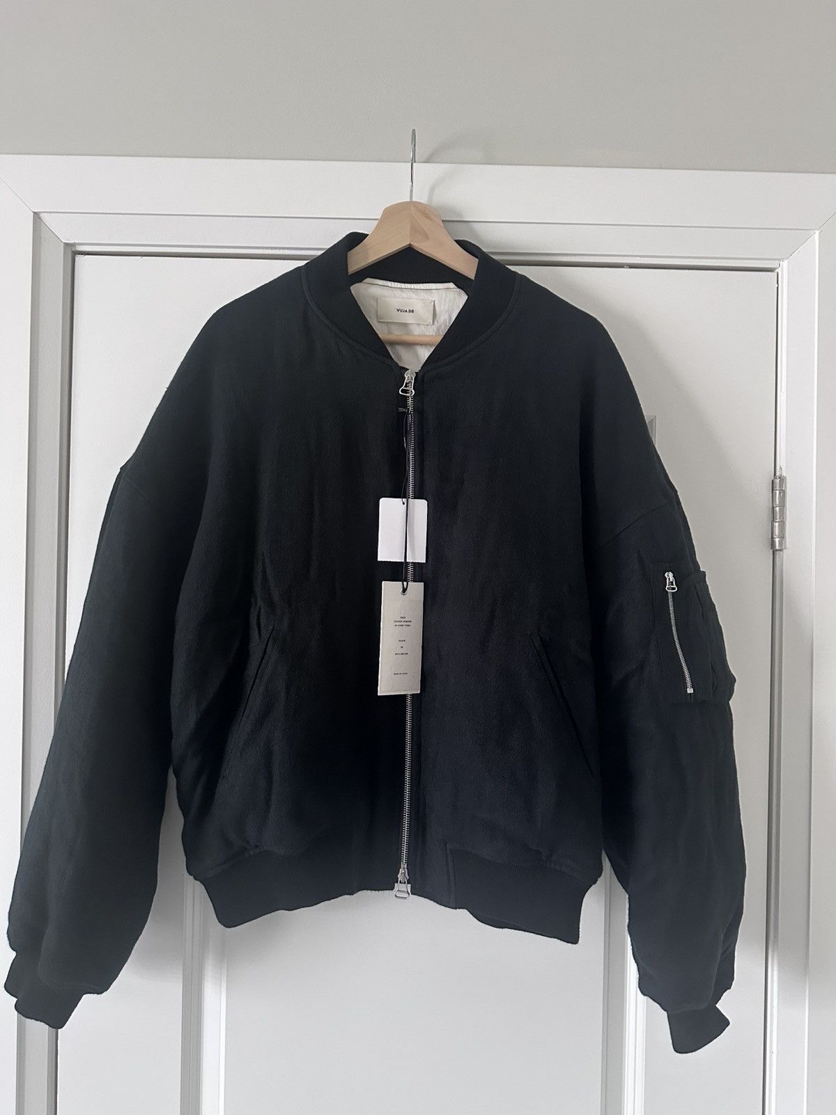 Vuja De VUJADE MAX SATIN PILLOW BOMBER JACKET IN BLACK | Grailed