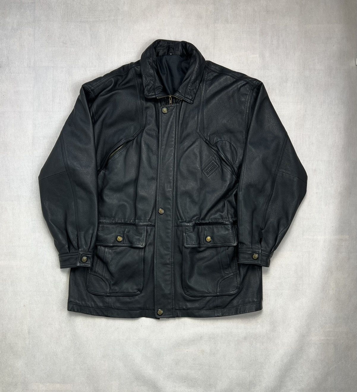 Vintage Long Leather Jacket Vintage 90’s Heavy Real Leather Black Size US XXL / EU 58 / 5 - 1 Thumbnail