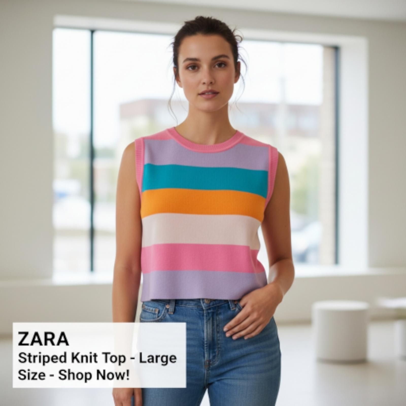 Zara ZARA Striped Knit Crop Top Size Large Size L / US 10 / IT 46 - 2 Thumbnail