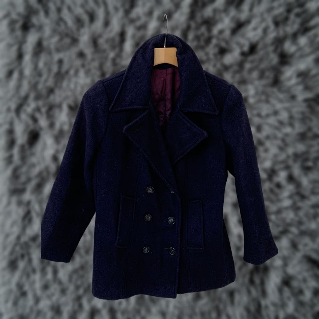 Sears VINTAGE Sears Fashions Wool Peacoat Jacket Womens 10 Navy Double Breasted 60s 70s Size L / US 10 / IT 46 - 1 Thumbnail