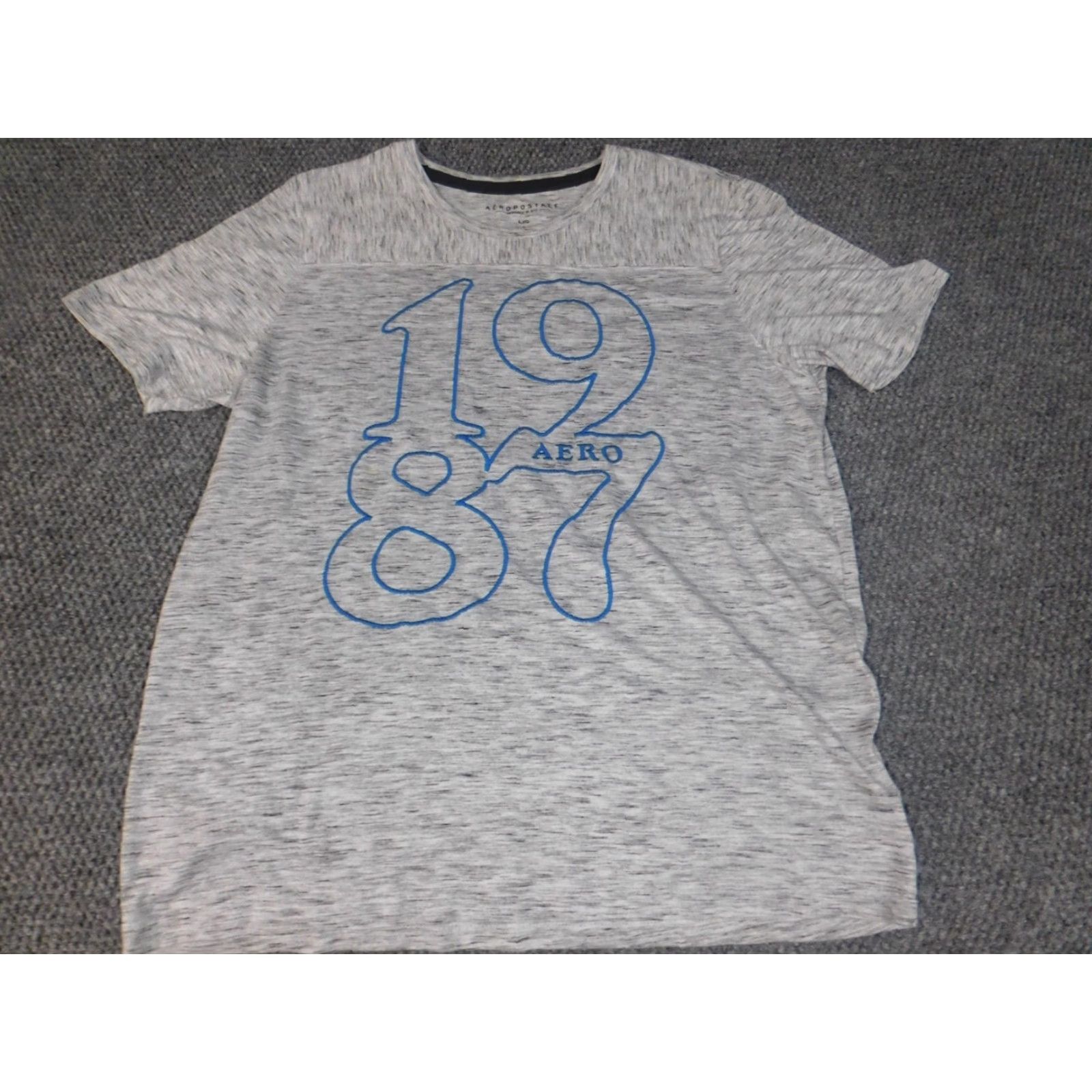 Aeropostale Aeropostale Shirt Mens Large Gray Stretch T-Shirt Crew Neck Short Sleeve Cotton Knit Logo Regular Vintage No Size US L / EU 52-54 / 3 - 3 Thumbnail