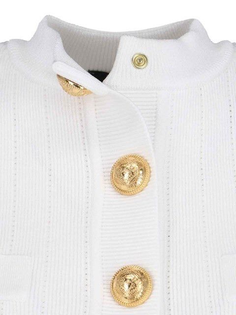 Balmain o1s1wg111225 Buttoned Cardigan in White Size M / US 6-8 / IT 42-44 - 4 Thumbnail
