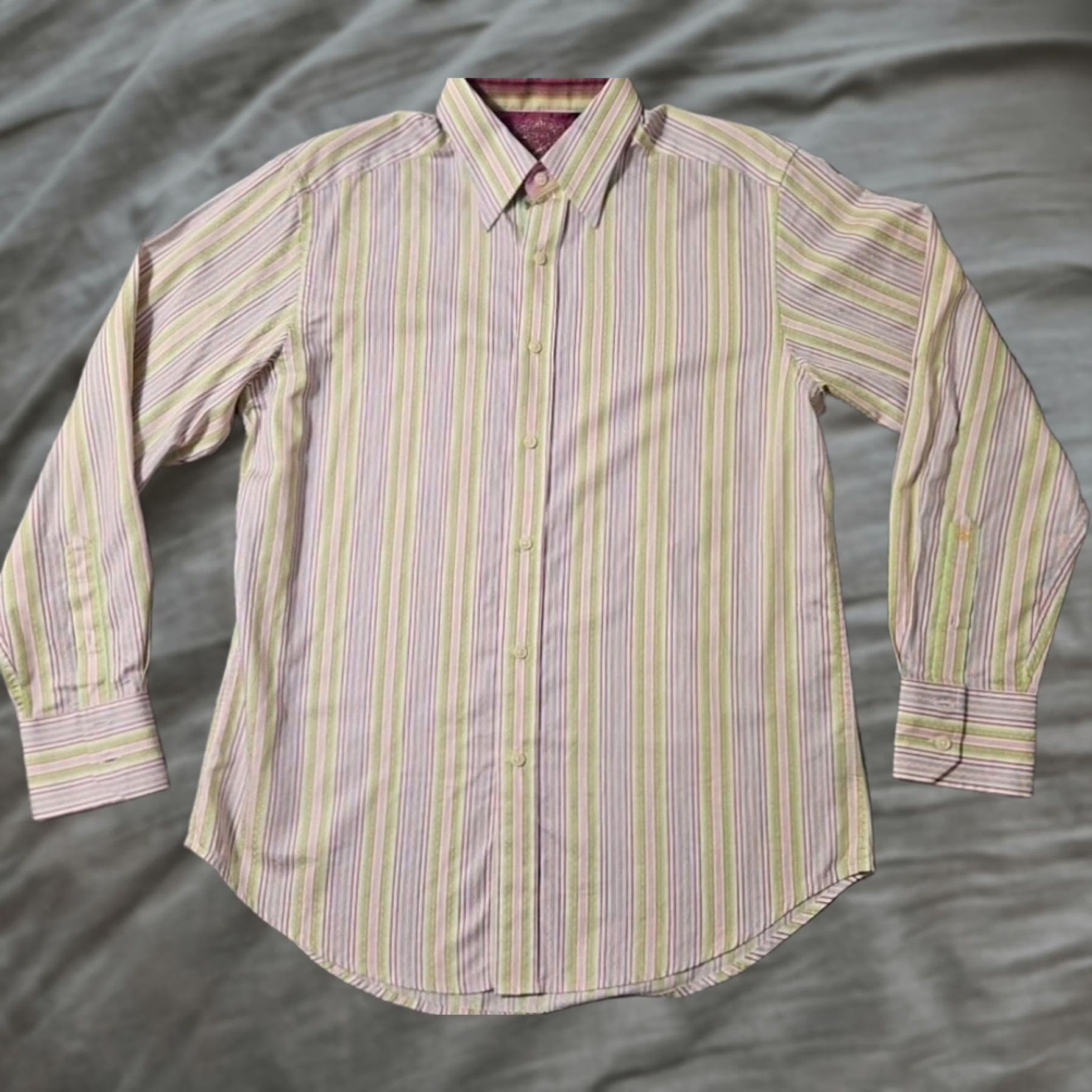 Robert Graham Robert Graham Shirt Men's Medium Multicolor Striped Long Sleeve Button Up Pink Size US M / EU 48-50 / 2 - 1 Thumbnail