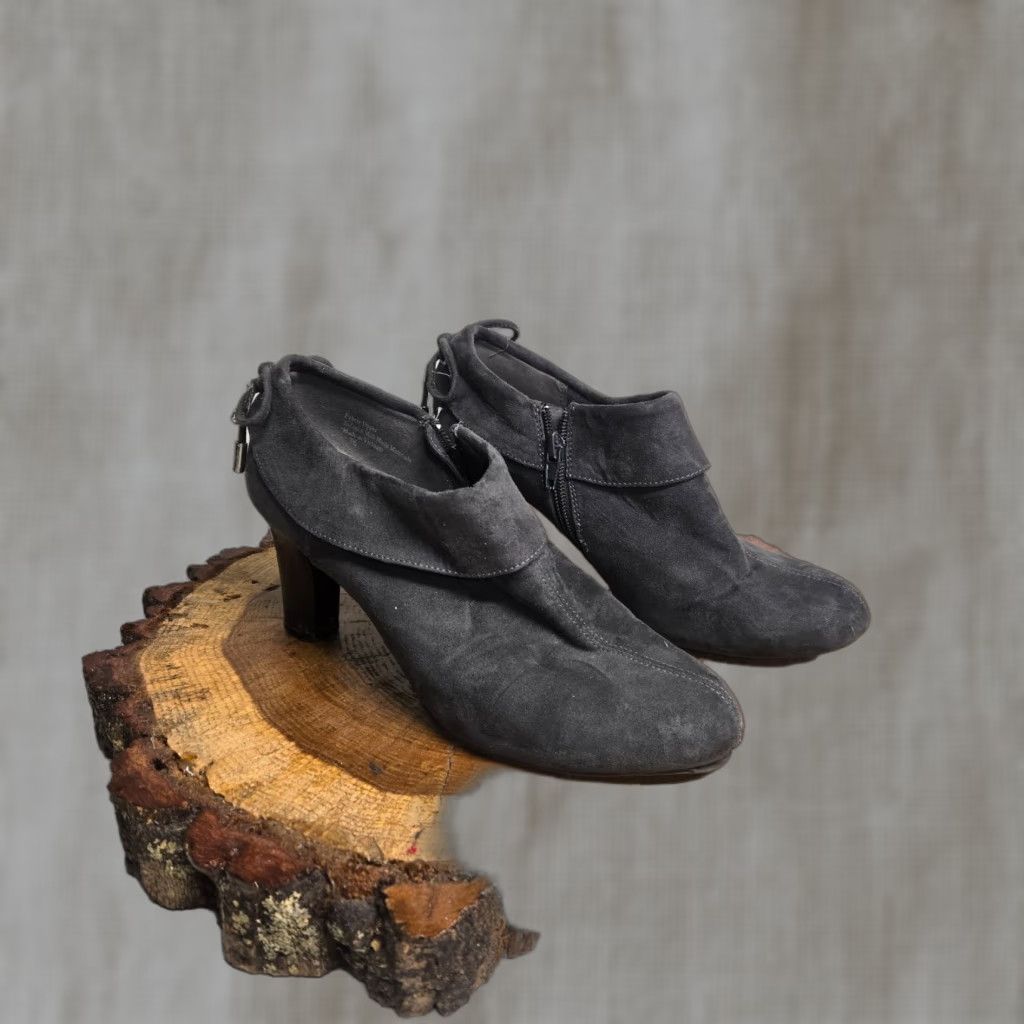 Coach VINTAGE Coach & Four Booties Women 7.5 Black Suede Slip On Ankle Boot High Cone Heel - Women’s Size 7.5 Black Suede Boots Size US 7.5 / IT 37.5 - 1 Thumbnail
