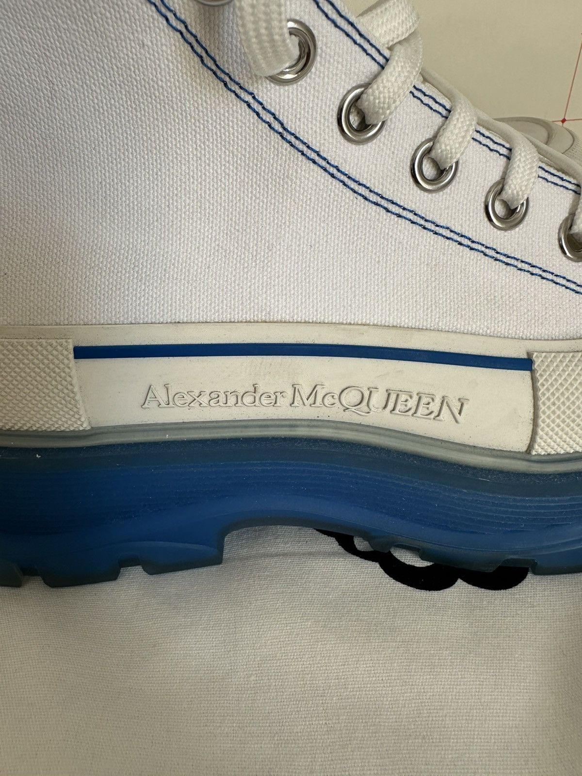 Alexander McQueen Tread Slick Sneakers White/Blue Size 41!