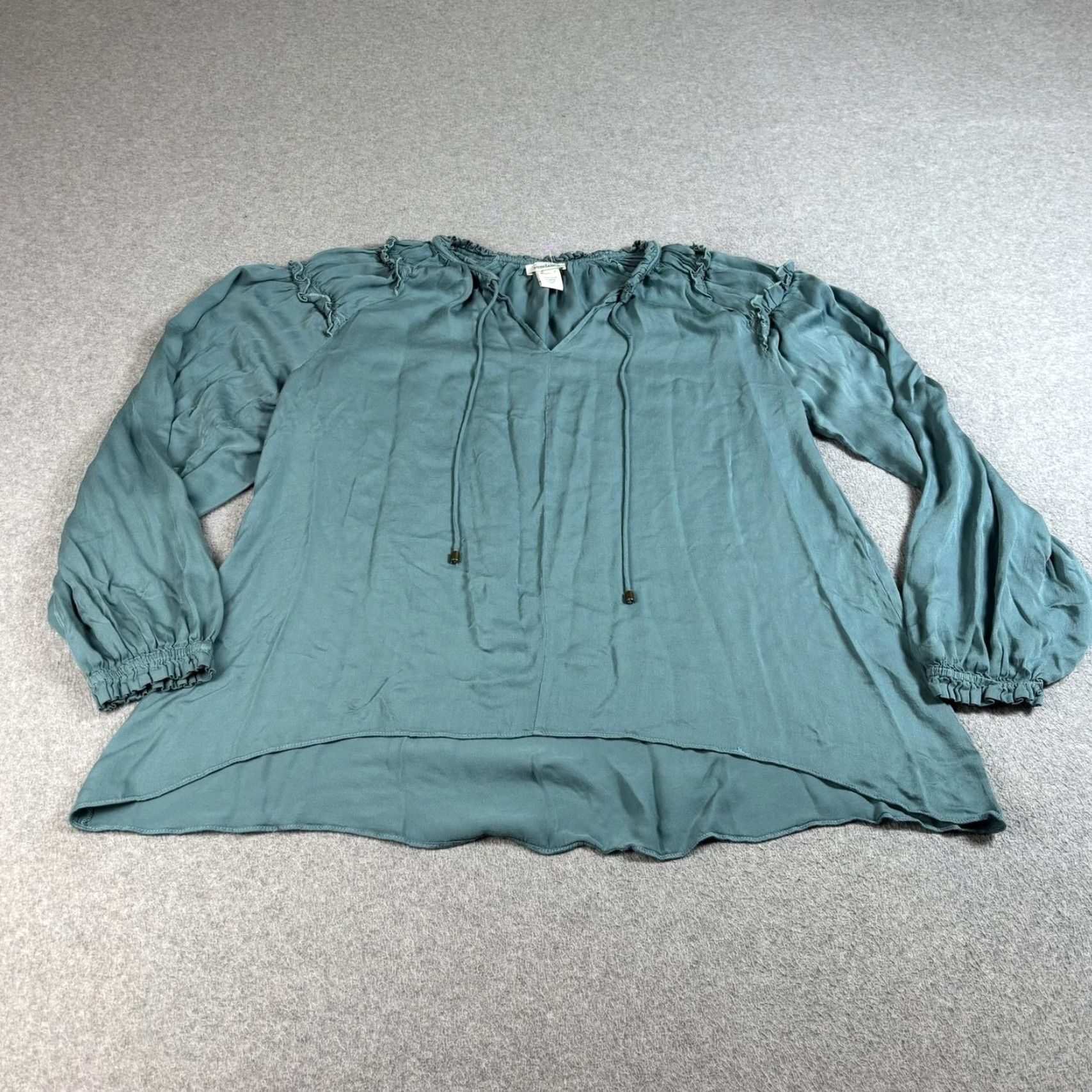 Vintage Sundance Shirt Women XL Green Ruffle Tunic Long Sleeve Boho Casual Blouse Size XL / US 12-14 / IT 48-50 - 2 Thumbnail