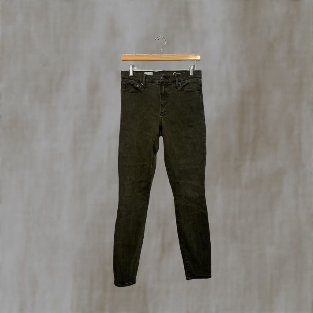 Gap Gap 1969 Resolution True Skinny Jeans - Olive Green - Size 28x28 - Denim - Women - Regular Fit - Button Closure - Cotton - Dark Wash Size 28" / US 6 / IT 42 - 1 Thumbnail