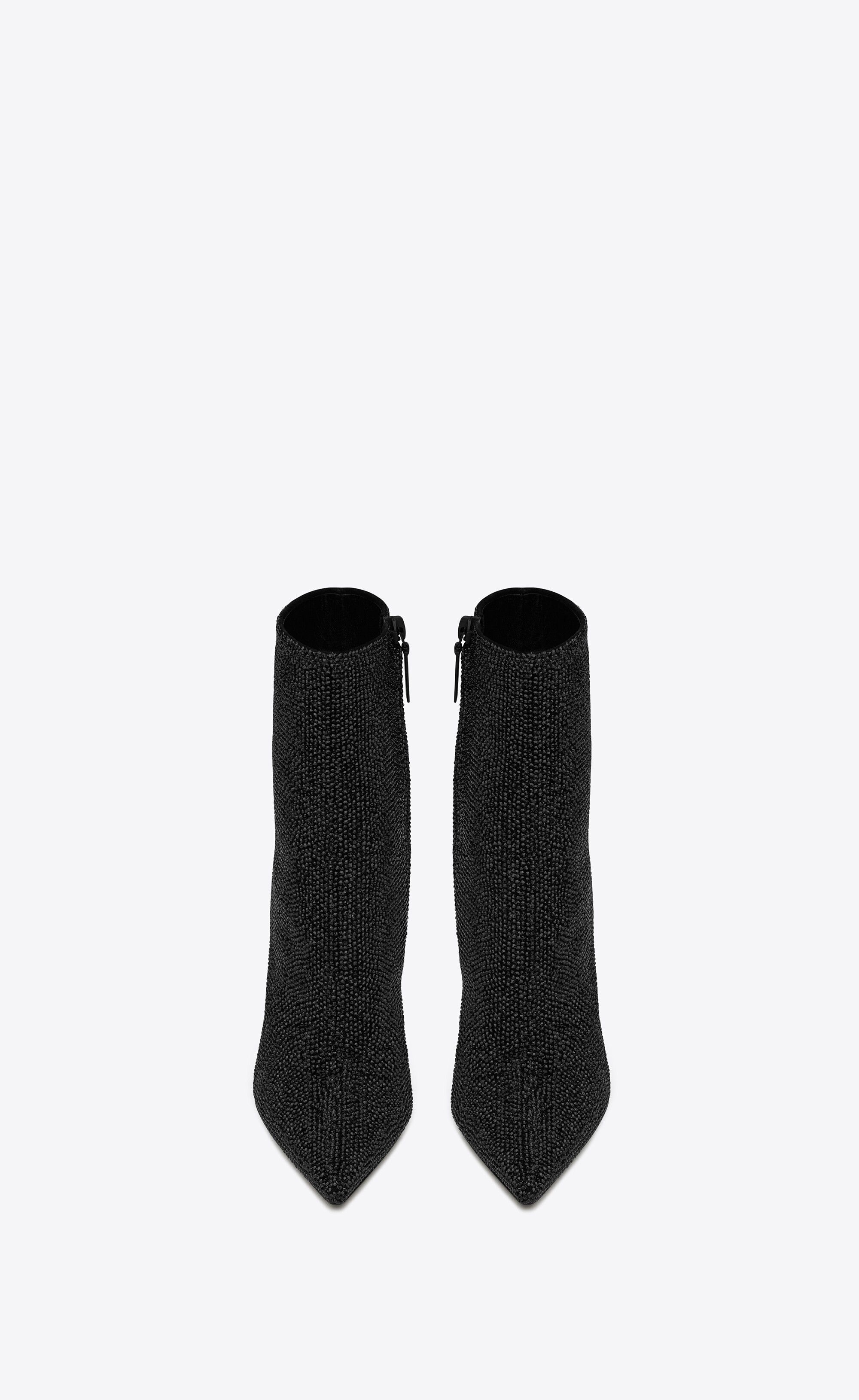 Saint Laurent Paris o1s1wg111024 Opyum Booties in Suede and Rhinestone in Black Size US 10 / IT 40 - 4 Thumbnail
