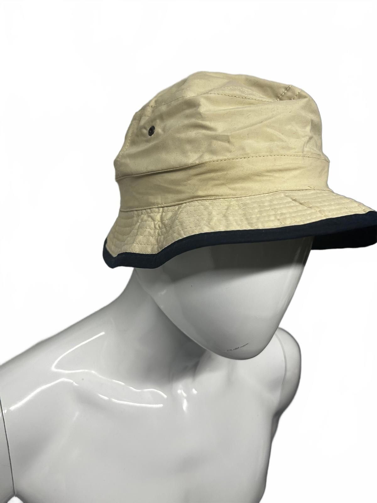 Designer Lightweight Beige Bucket Hat with Navy Trim Size ONE SIZE - 3 Thumbnail