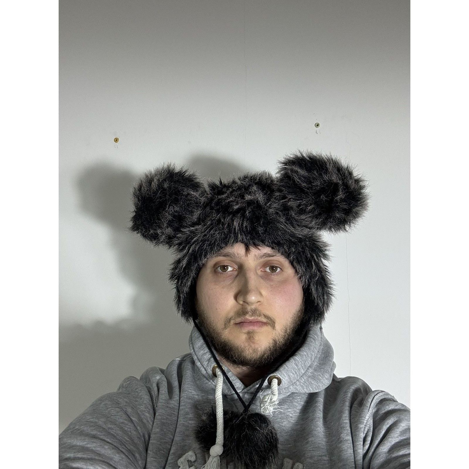 Pre-owned Hysteric Glamour X If Six Was Nine Mickey Mouse Vintage Mohair Fur Fuzzy Ushanka Hat In Grey