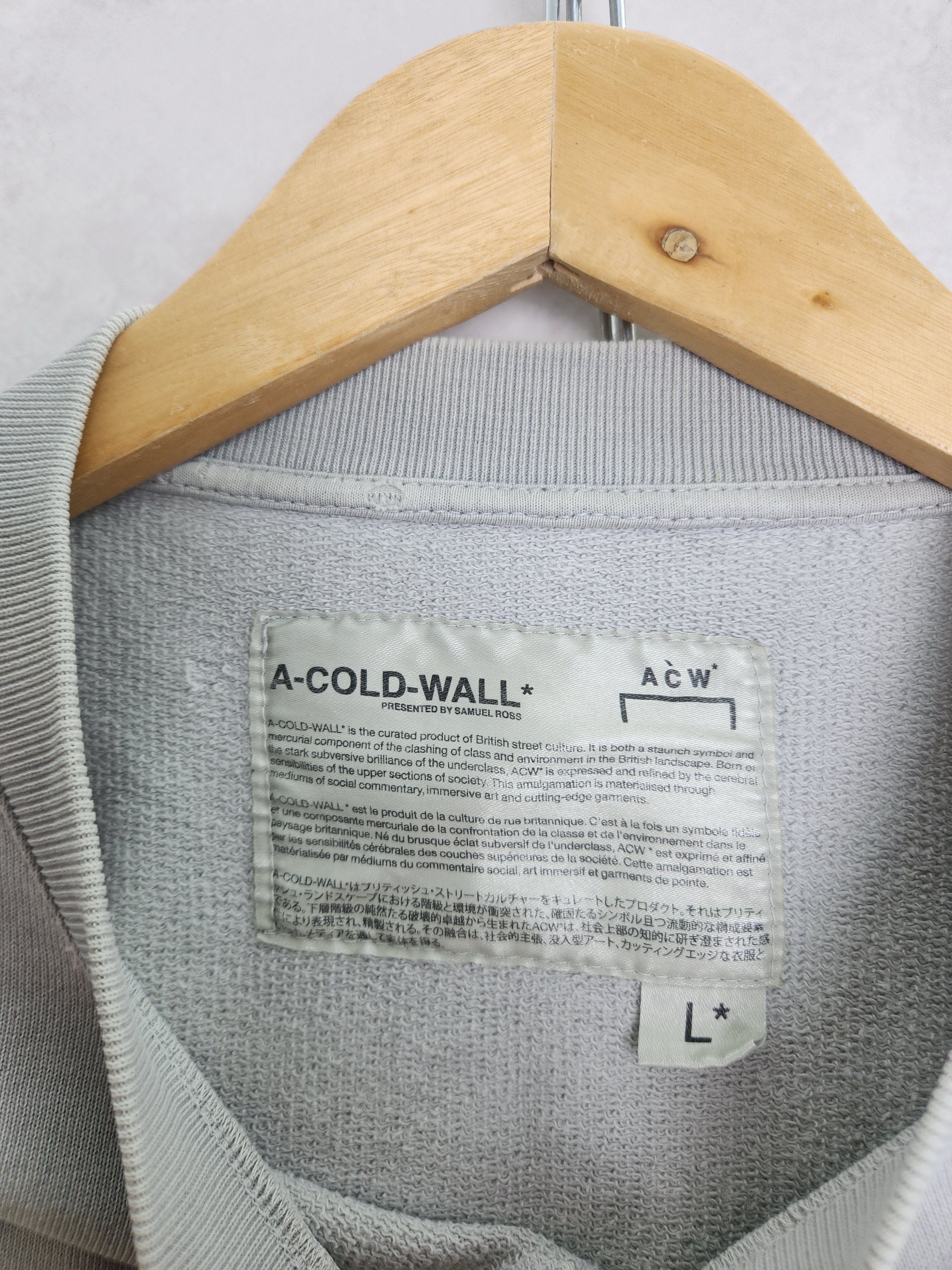 A-COLD-WALL* ACW A cold wall gray long sleeve sweashirt logo Size US L / EU 52-54 / 3 - 9 Thumbnail