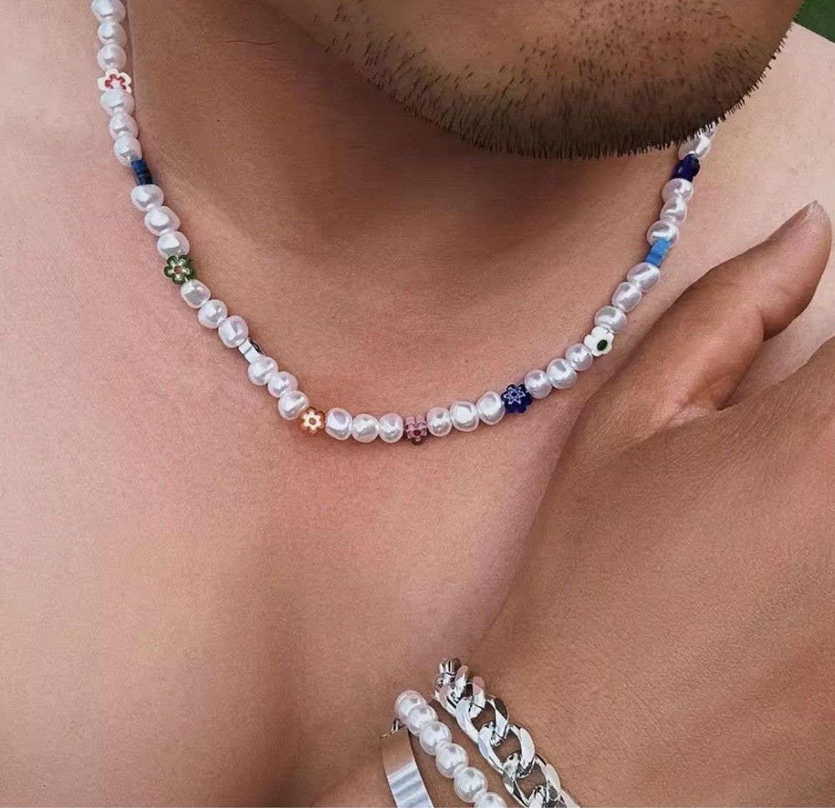 Jewelry Pearl Choker Flower Necklace Y2K Fashion Size ONE SIZE - 8 Thumbnail