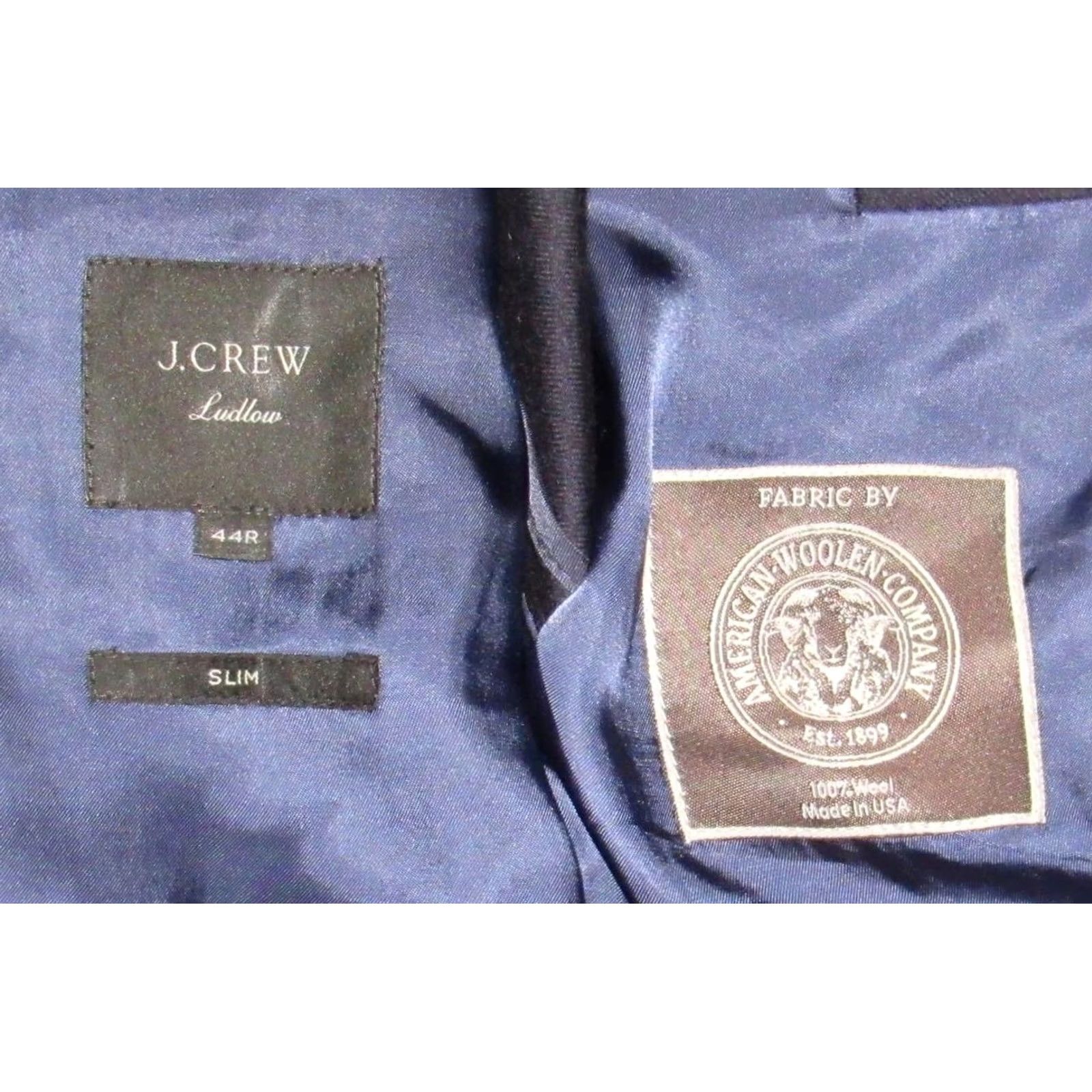 Vintage J CREW Ludlow Slim Fit Legacy Blazer In American Wool 44R Men Blazer Blue 44R Size 44R - 5 Thumbnail